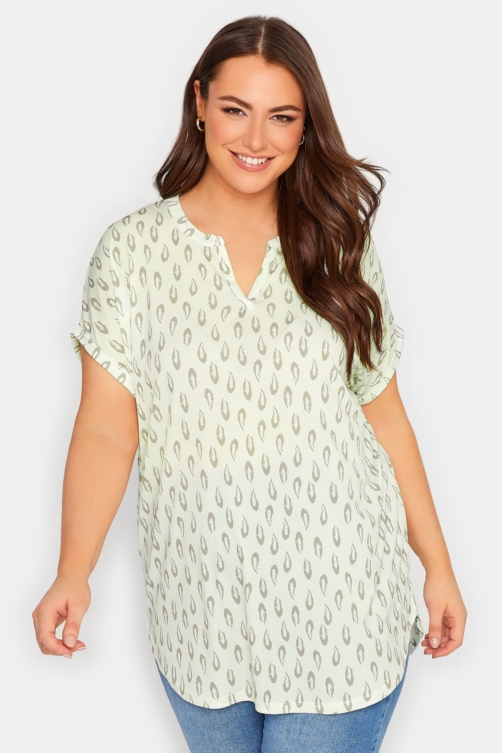YOURS Curve Plus Size White Animal Print V-Neck Blouse | Yours Clothing  1