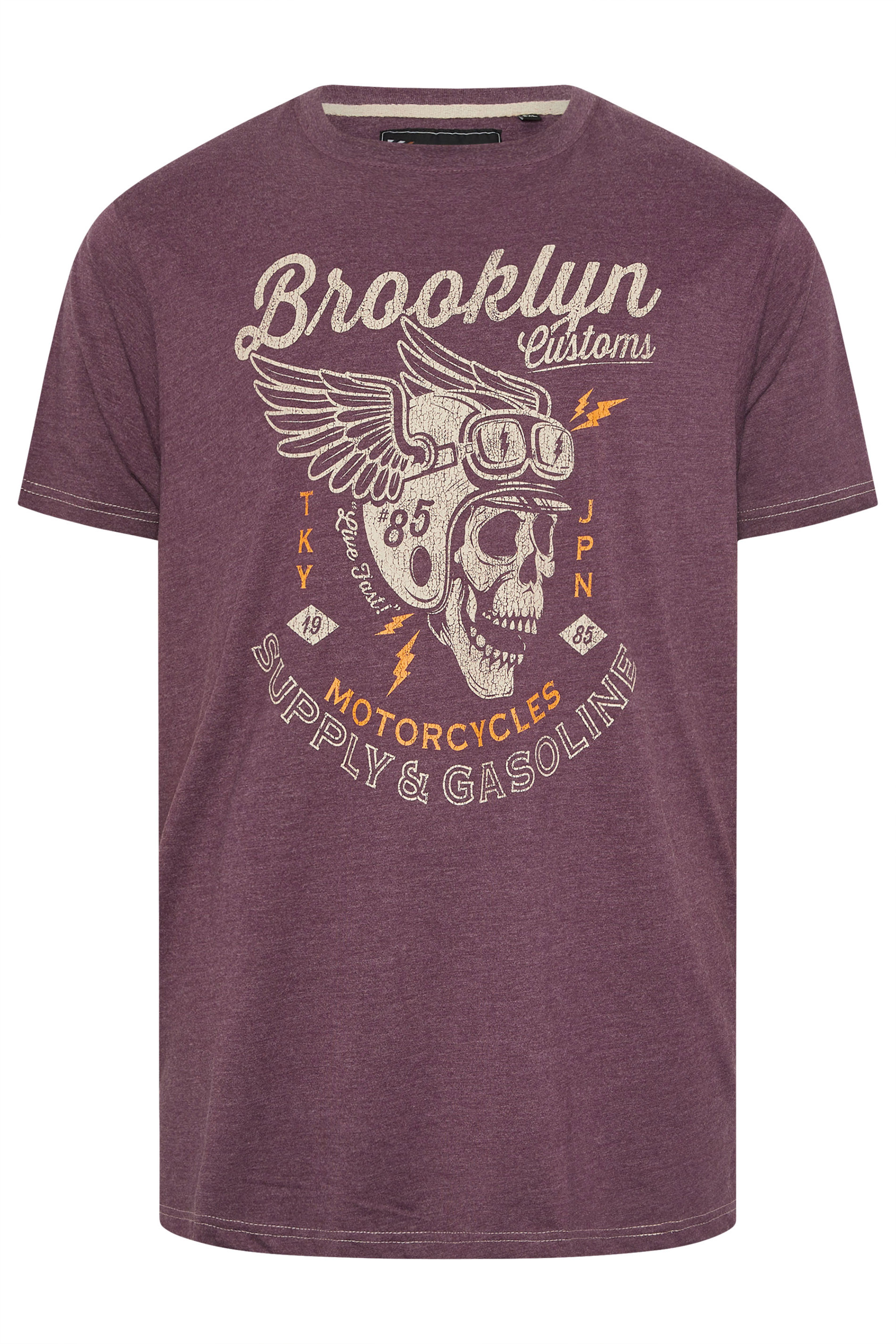 KAM Big & Tall Fig Purple Brooklyn Motorbike Graphic Print T-Shirt | BadRhino 2