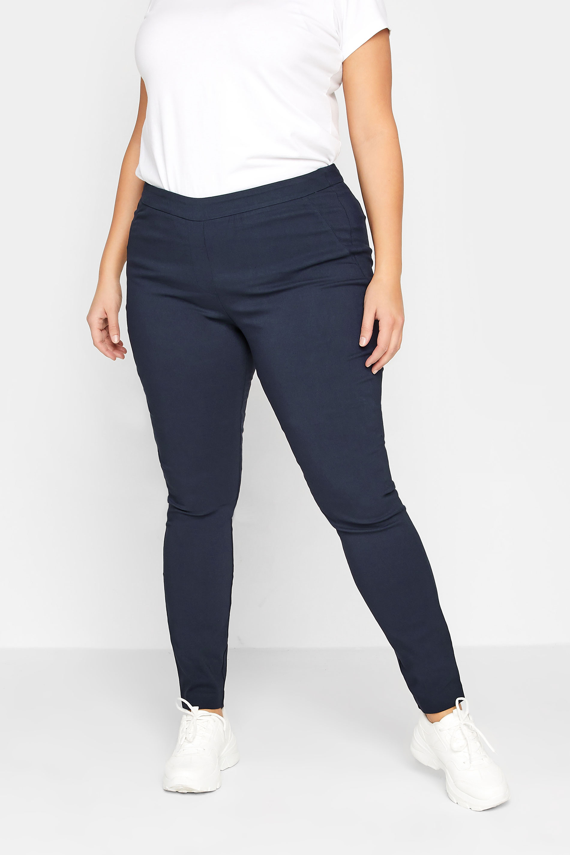 LTS Tall Women's Navy Blue Stretch Skinny Leg Trousers | Long Tall Sally 3