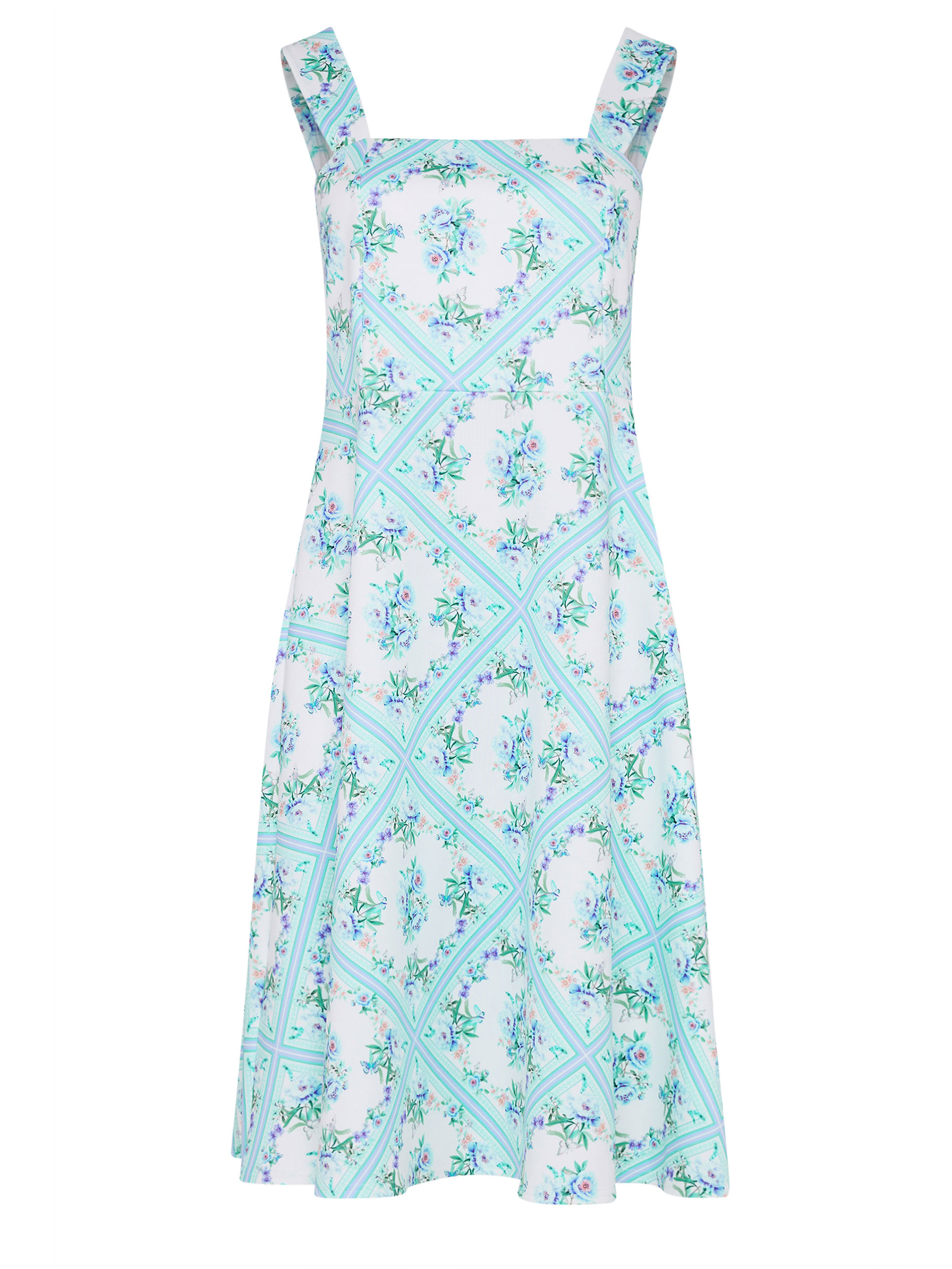 YOURS LONDON Plus Size Light Blue Floral Skater Dress | Yours Clothing 5