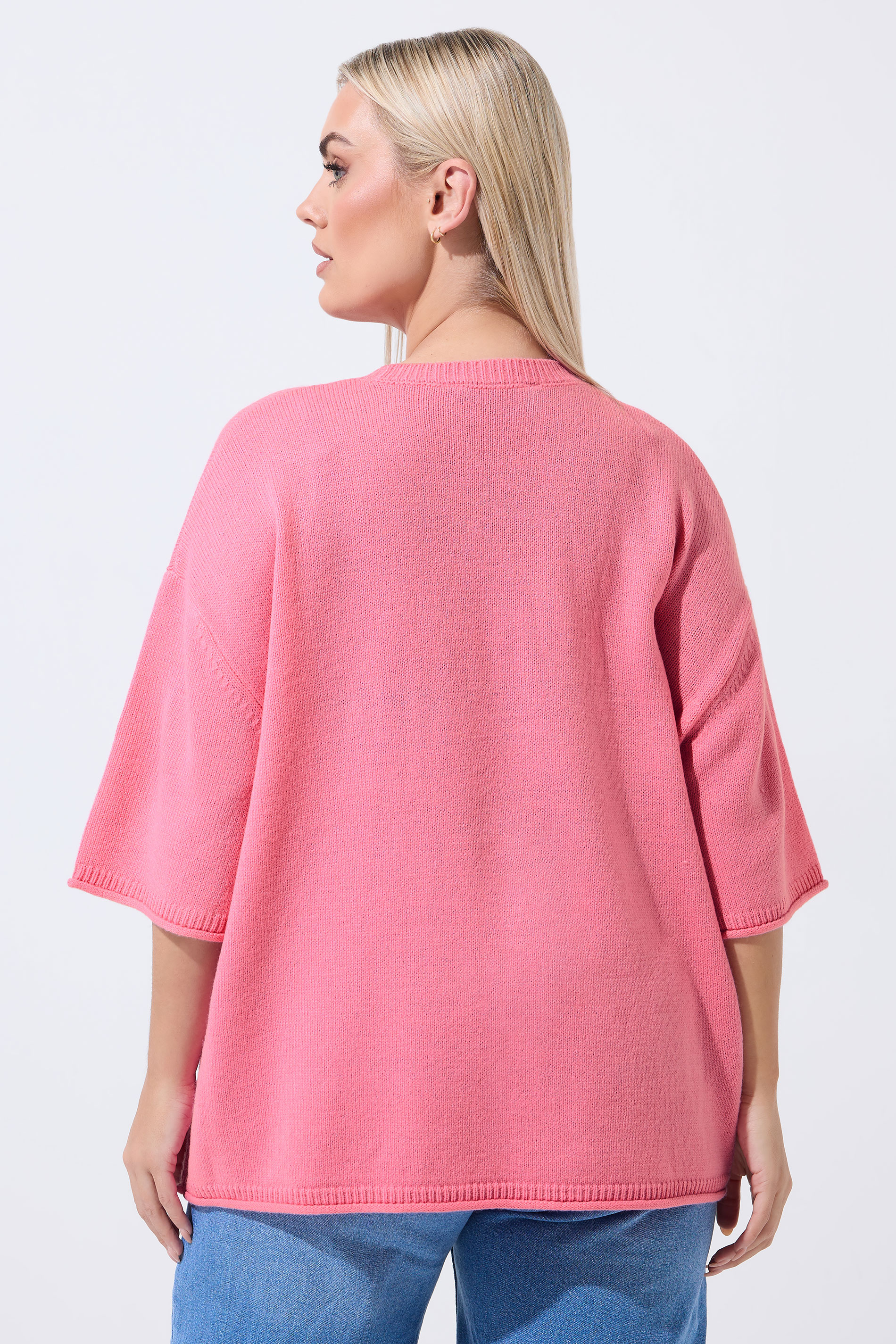 LIMITED COLLECTION Plus Size Pink Strawberry Knitted Boxy Top 4