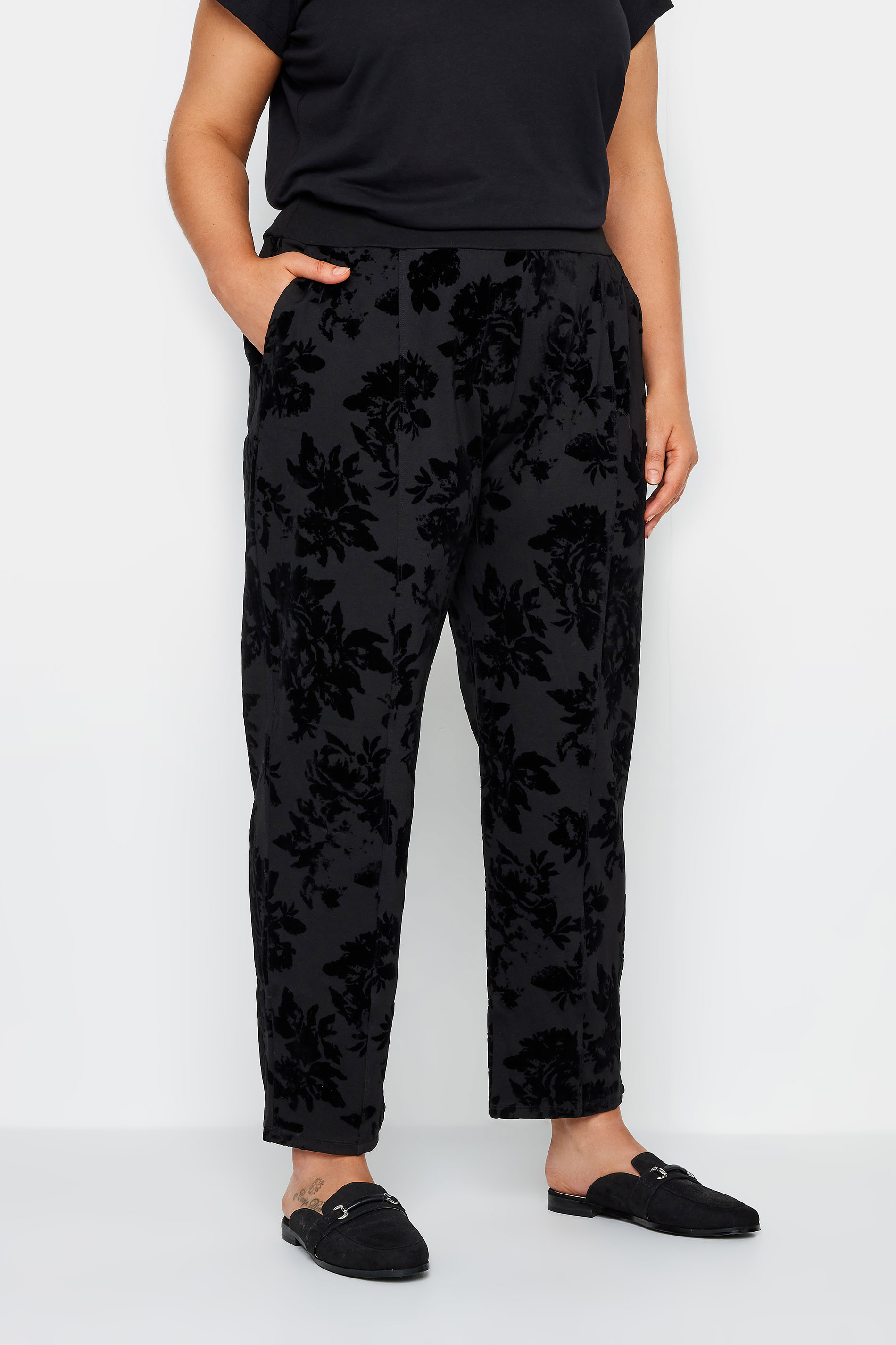 Corduroy Floral Embroidery Trousers Curve & Plus - Cider