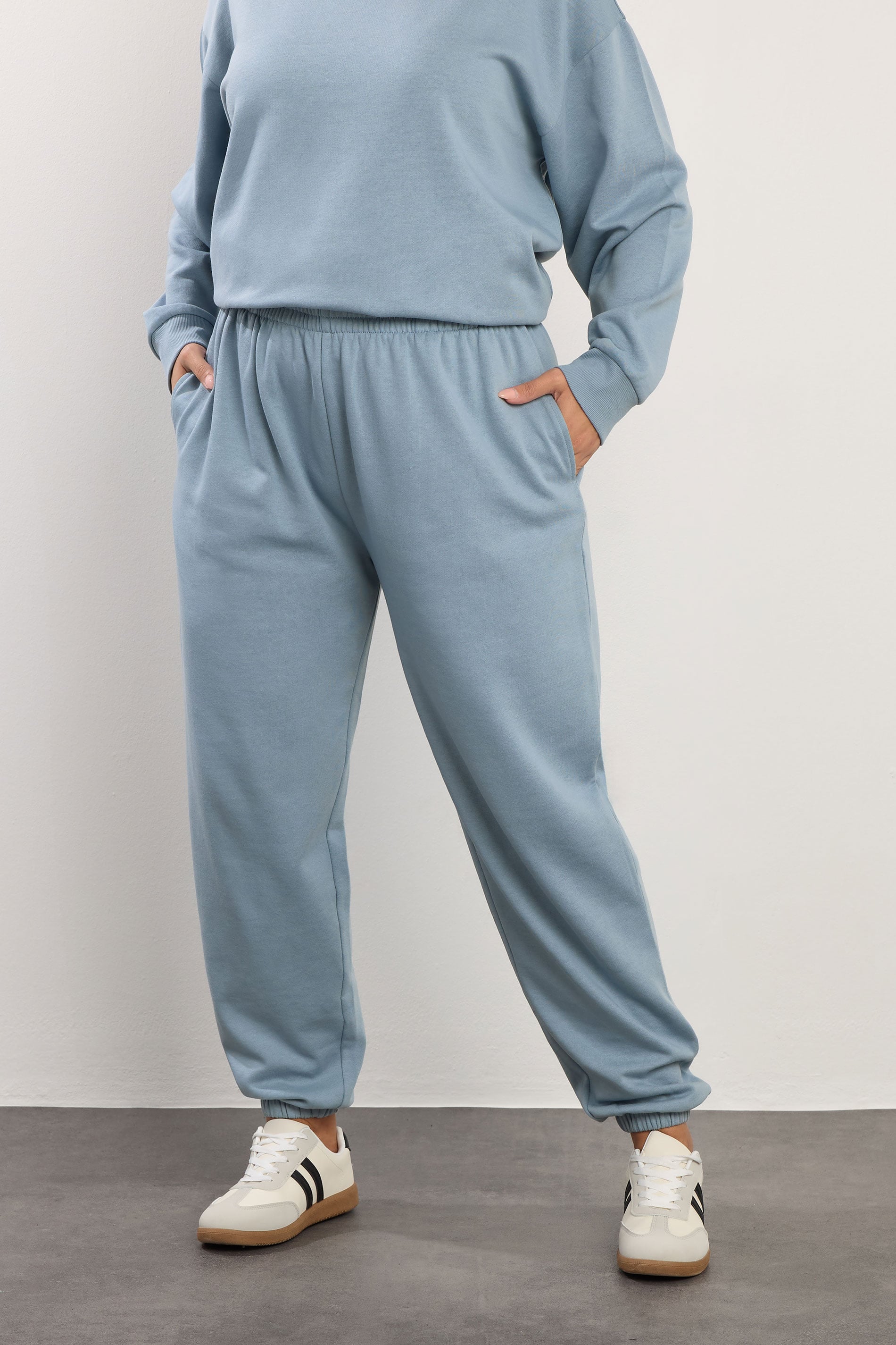 YOURS Plus Size Dusky Blue Cuffed Joggers | Yours Clothing 3