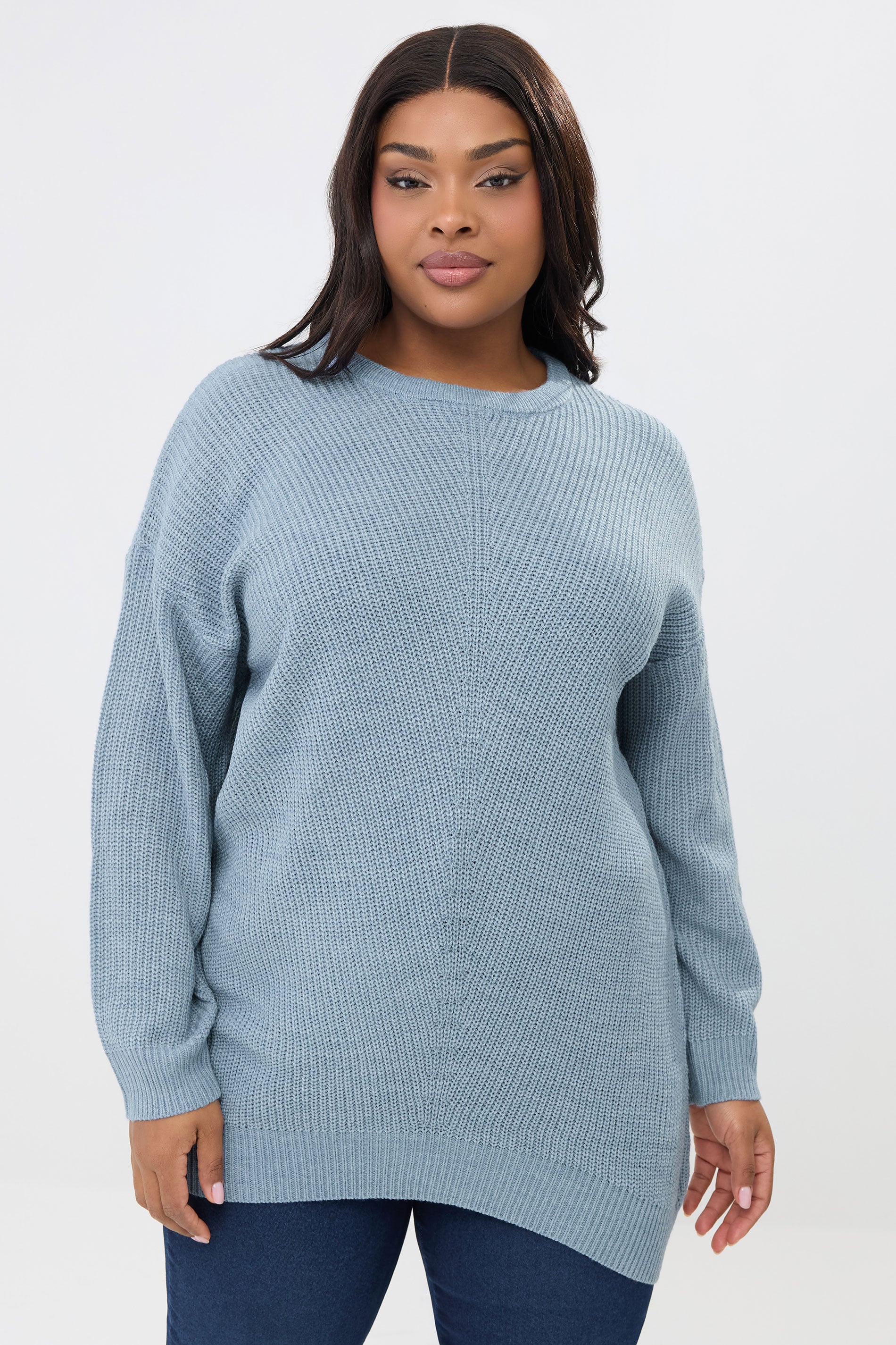 YOURS Plus Size Light Blue Essential Knitted Jumper | Yours Clothing 3