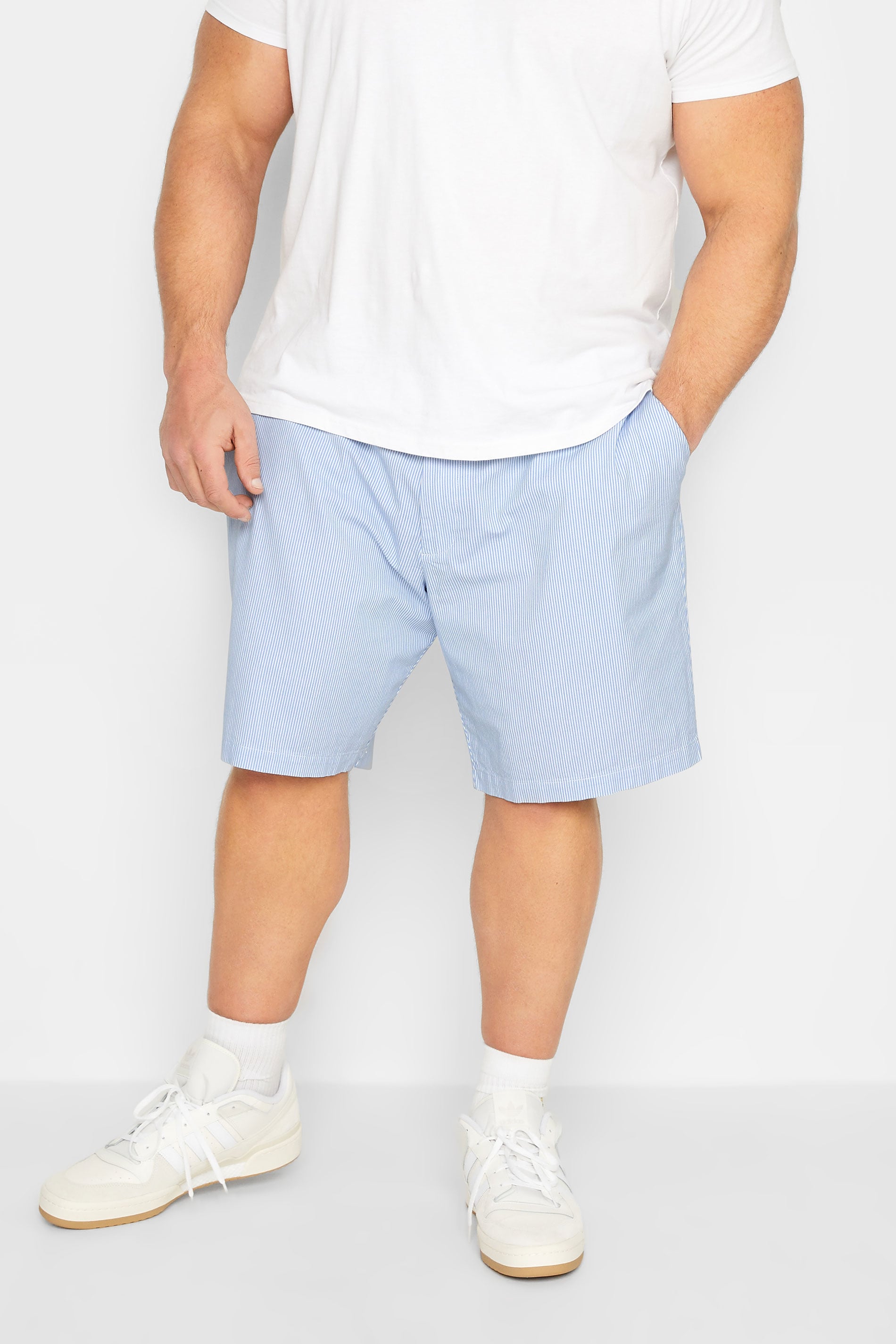 BadRhino Big & Tall Mens Light Blue Stripe Chino Shorts | BadRhino  3
