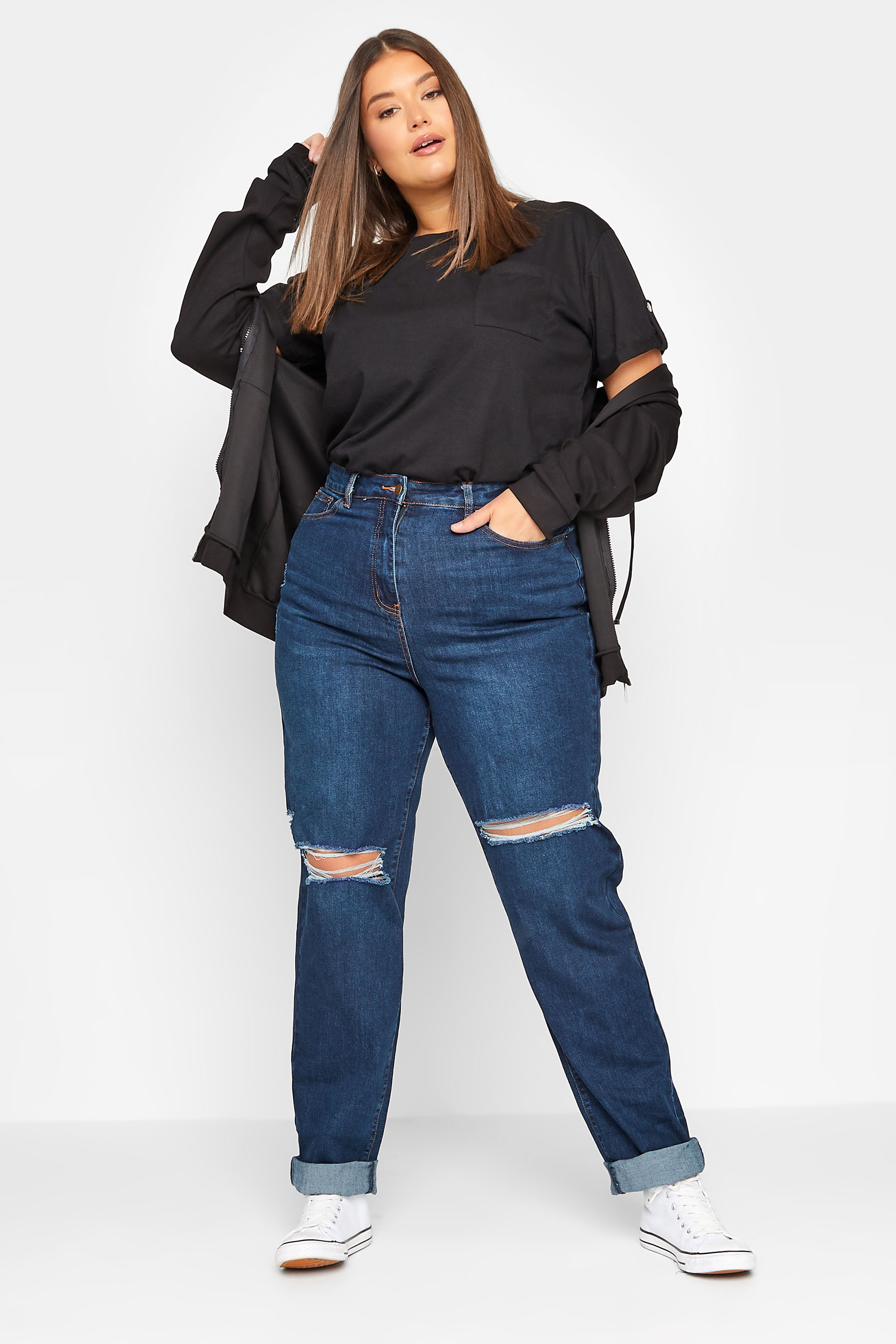 LTS Tall Women's Blue Distressed UNA Mom Jeans | Long Tall Sally 2