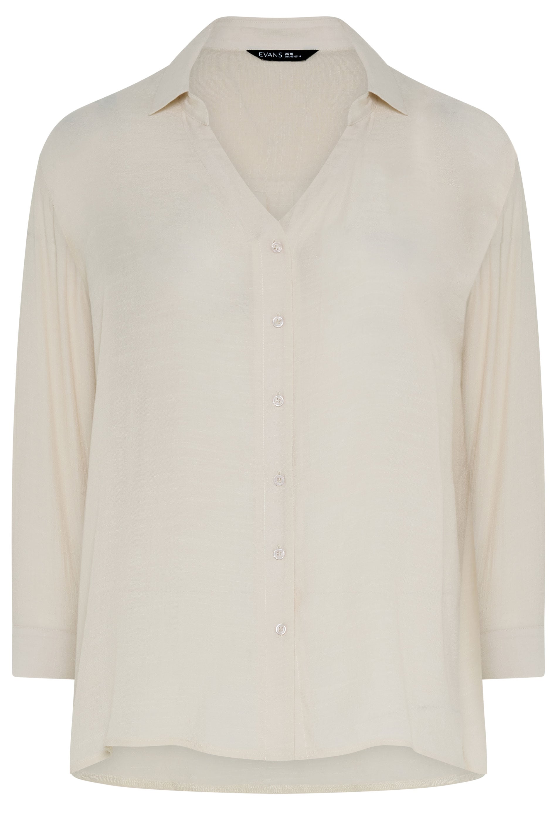 EVANS Plus Size Natural Brown Sheer Long Sleeve Shirt | Evans 6