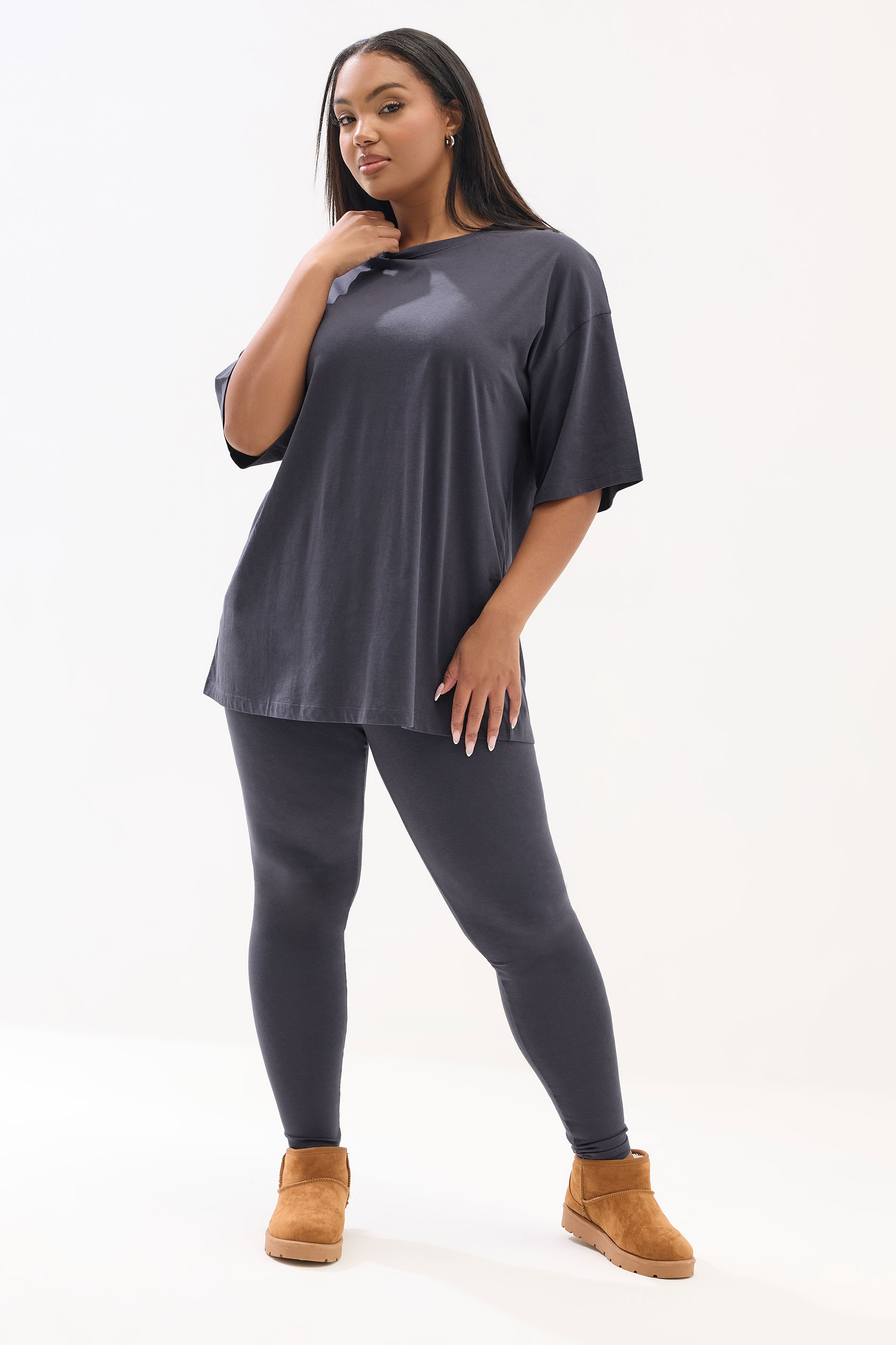 YOURS Plus Size Grey T-Shirt & Legging Set | Yours Clothing 3