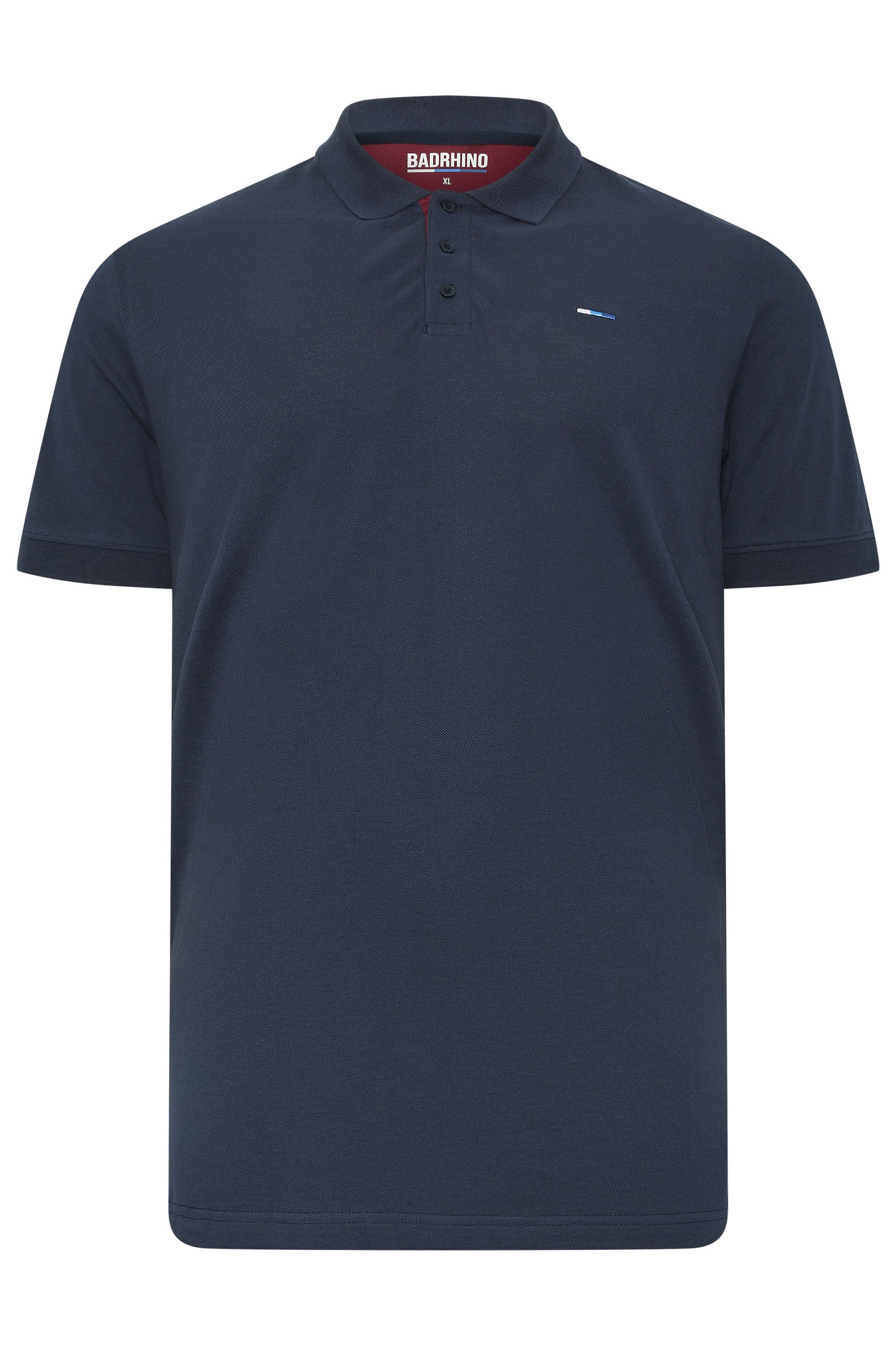 BadRhino Big & Tall Navy Blue & Red Contrast Polo Shirt | BadRhino 5
