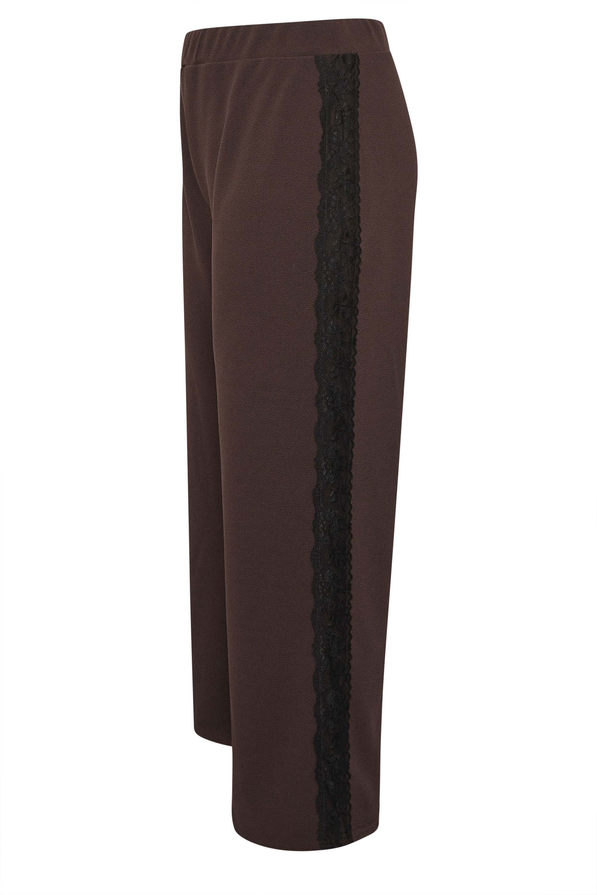 LIMITED COLLECTION Plus Size Chocolate Brown Lace Insert Trousers | Yours Clothing 7