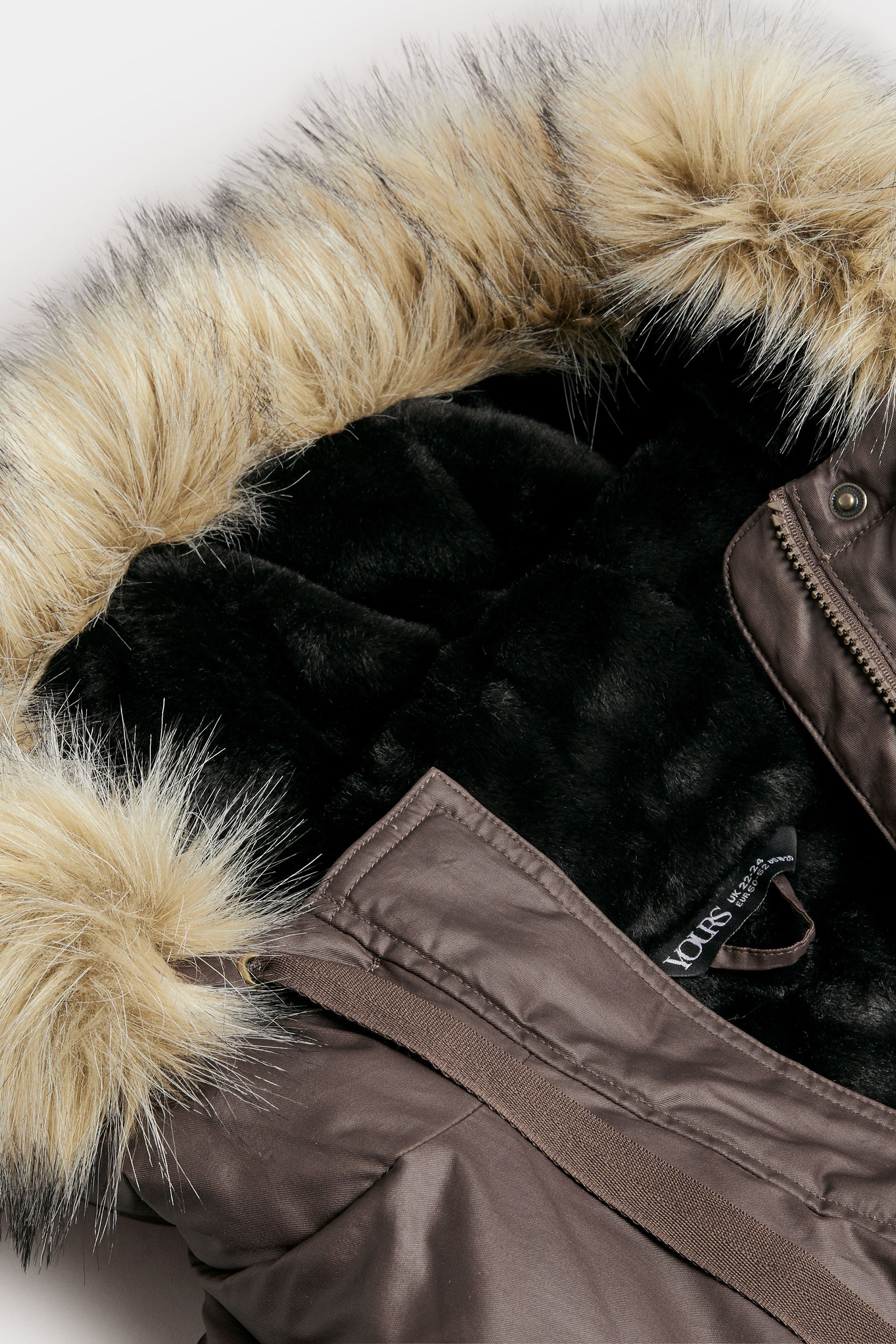 YOURS Plus Size Brown Waxed Faux Fur Trim Parka Coat | Yours Clothing 6