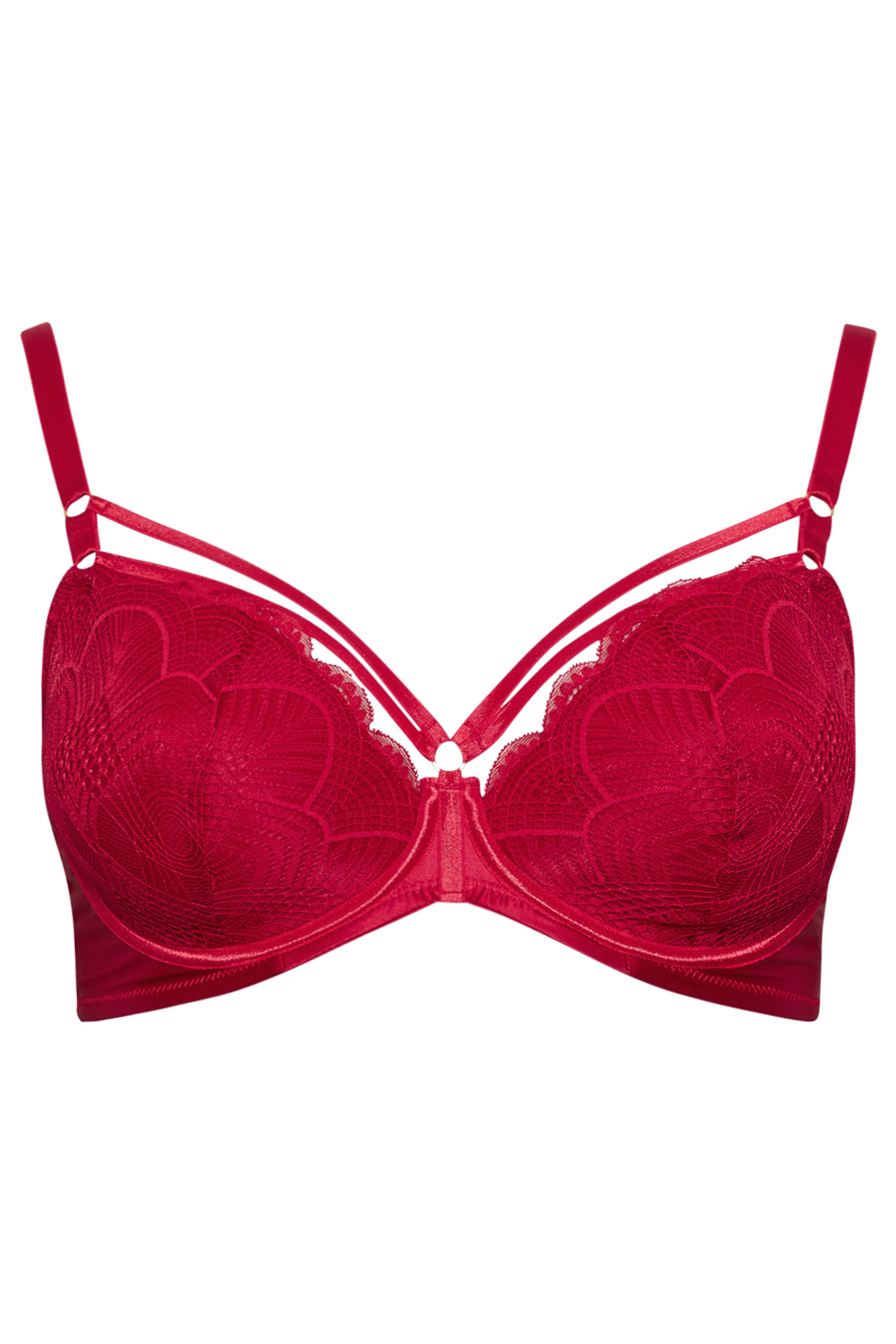 YOURS Plus Size Red Lace Underwired Bra | Yours Clothing 2