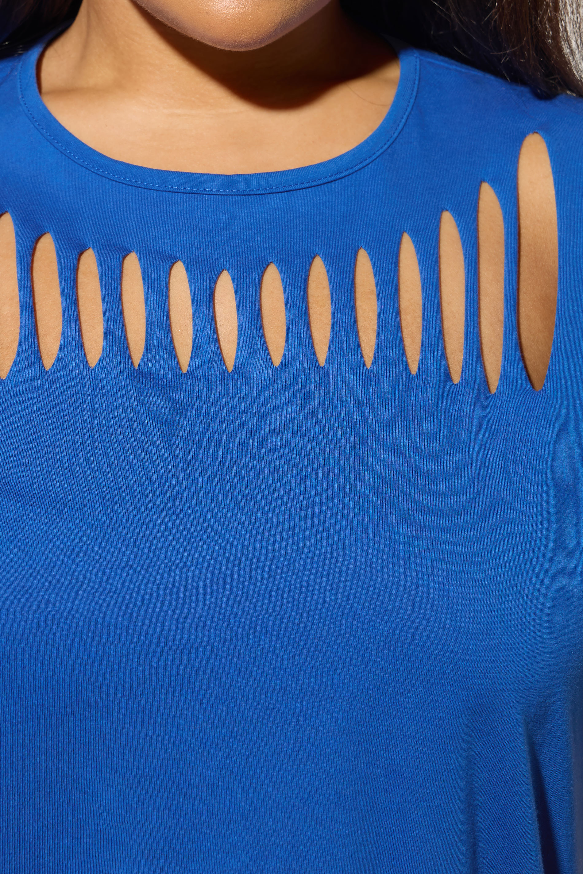 YOURS Plus Size Cobalt Blue Slash Detail Top | Yours Clothing 5