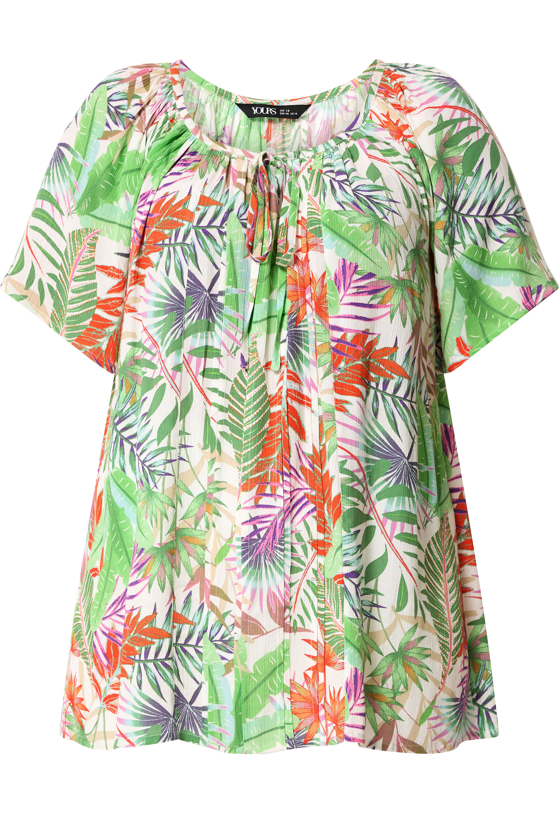 YOURS Plus Size White Tropical Pintuck Blouse | Yours Clothing 5
