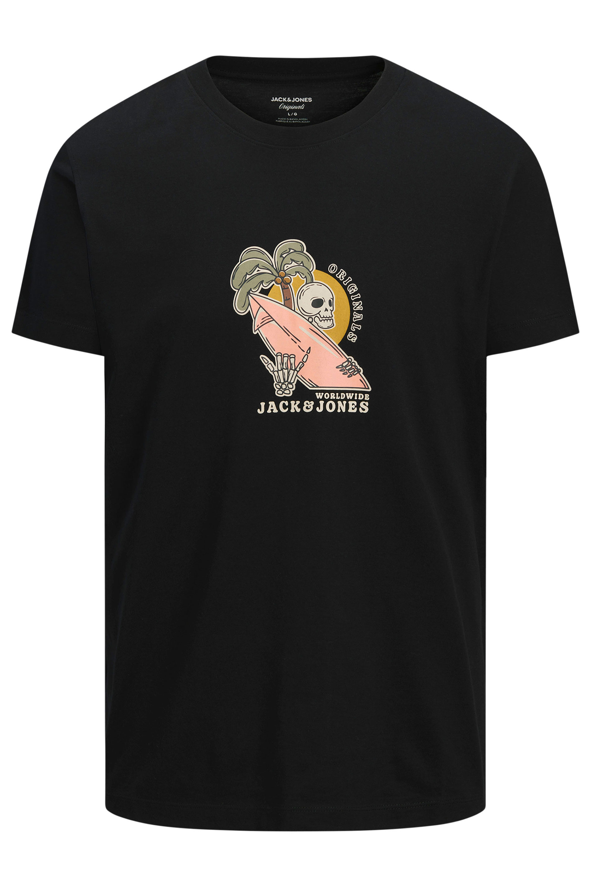 JACK & JONES Big & Tall Black Skull Print Tee | BadRhino 2