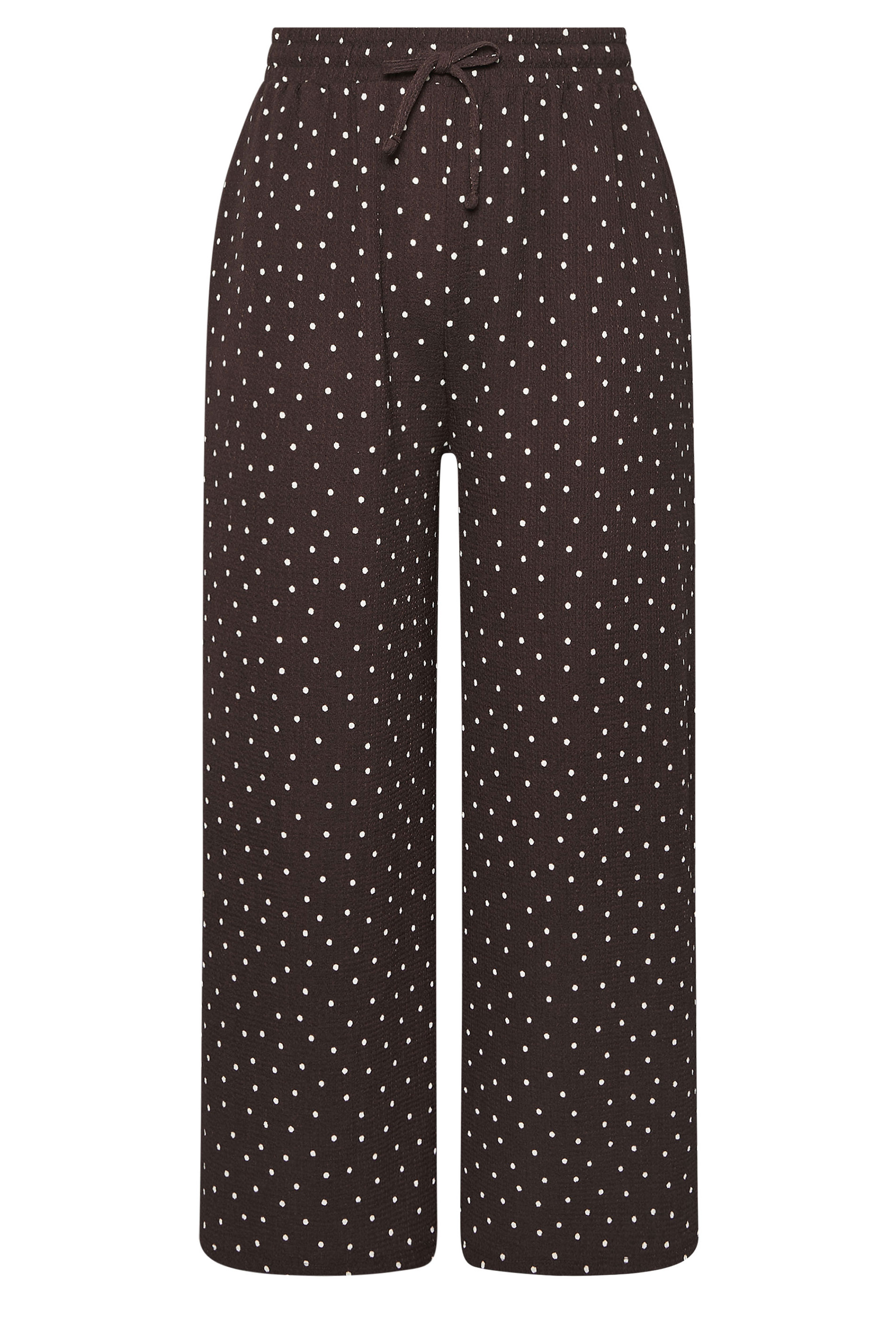YOURS Plus Size Chocolate Brown Polka Dot Wide Leg Trousers | Yours Clothing 6