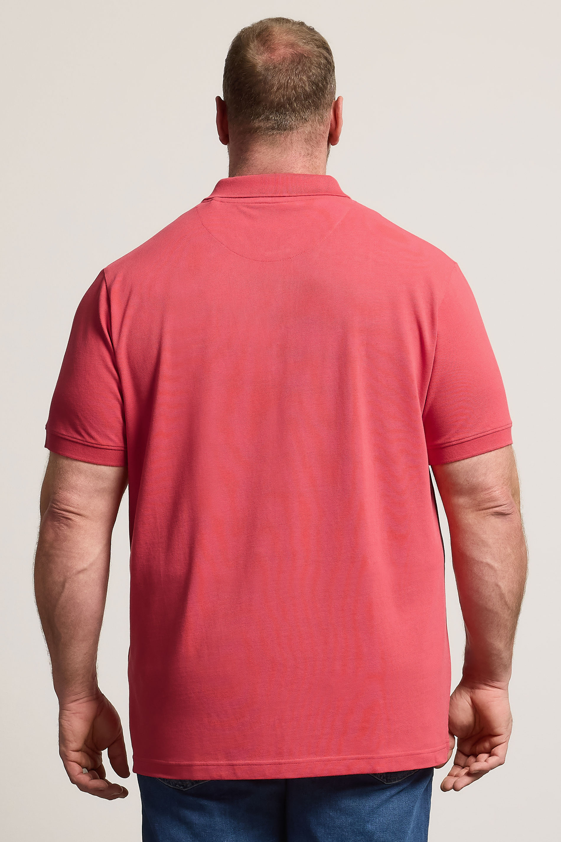 BadRhino Big & Tall Pink & Yellow Contrast Short Sleeve Polo Shirt | BadRhino 2