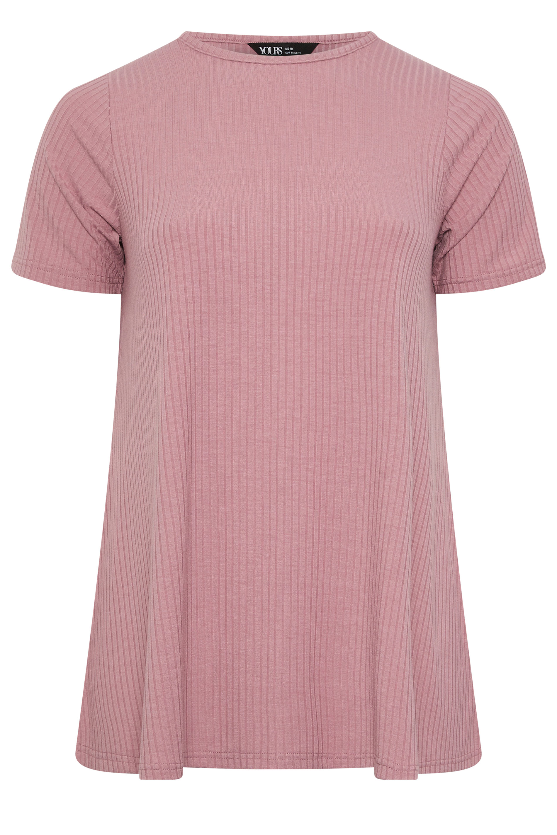 YOURS Plus Size Light Pink Ribbed Swing Top | Yours Clothing 5