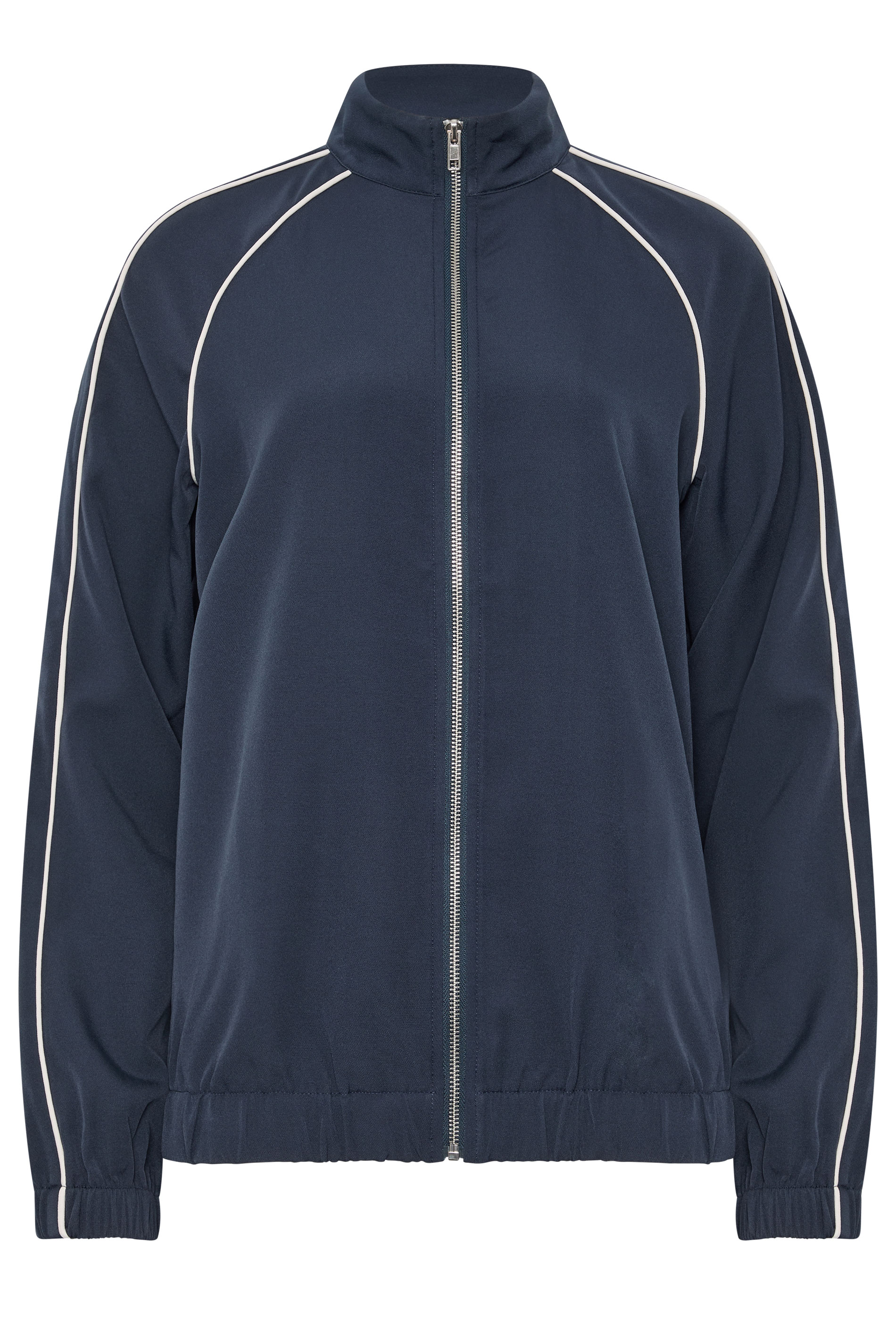 LTS Tall Women's Navy Blue Piped Funnel Neck Jacket | Long Tall Sally 1