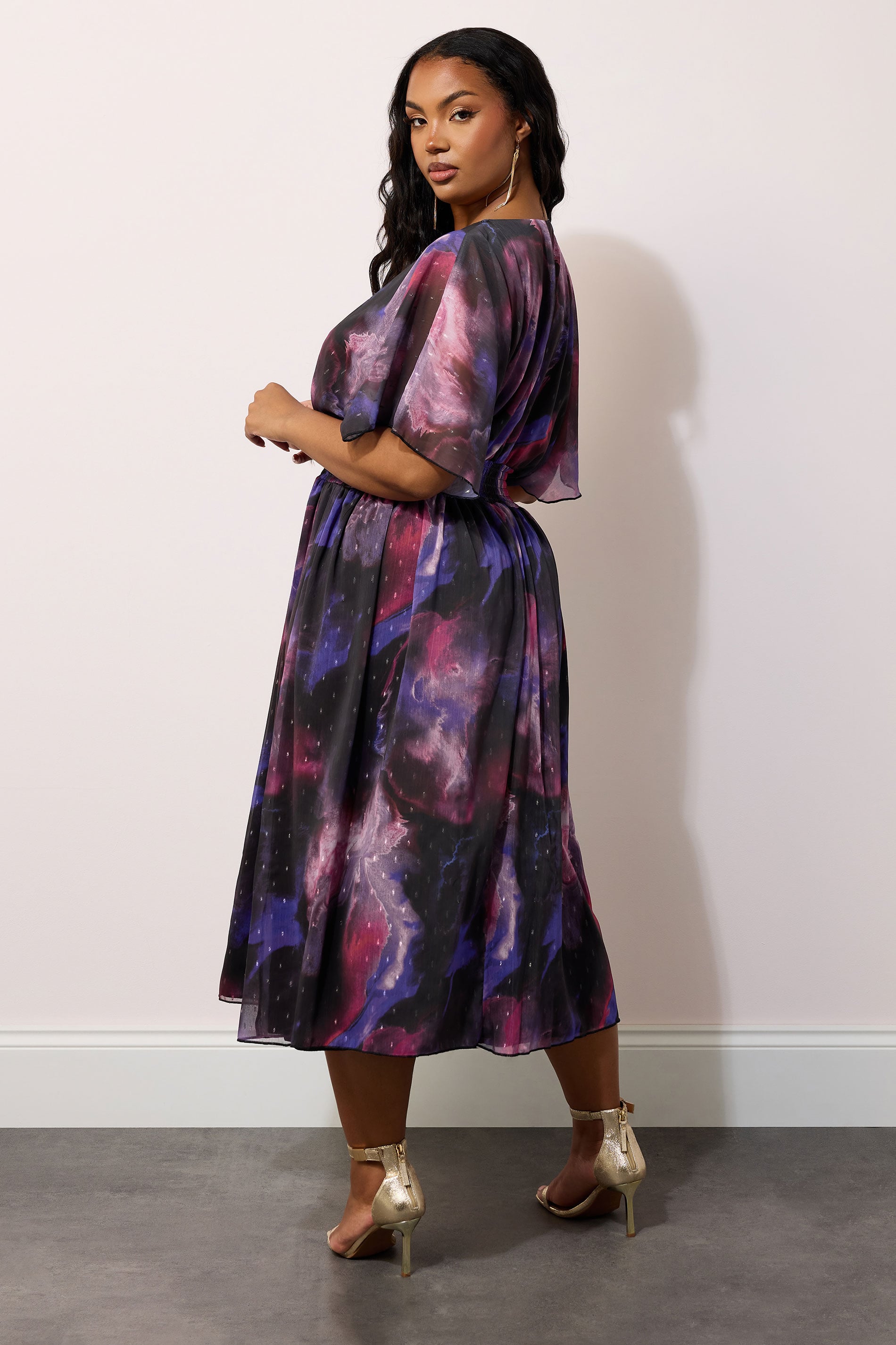 YOURS LONDON Plus Size Black Abstract Print Midi Dress | Yours Clothing 4