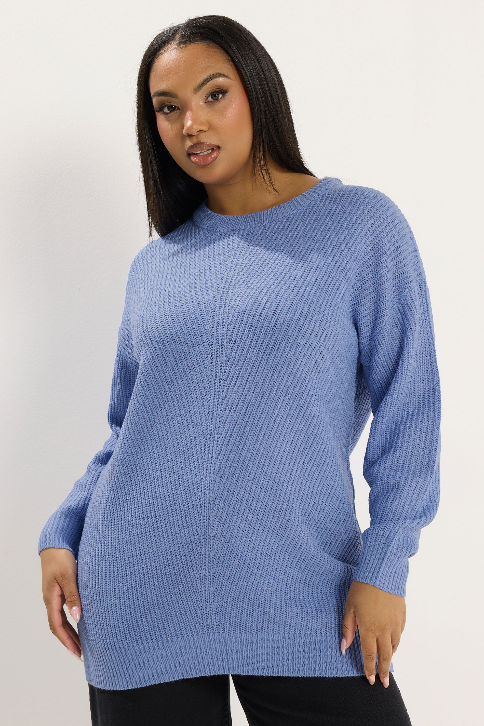 YOURS Plus Size Blue Essential Knitted Jumper | Yours Clothing 3