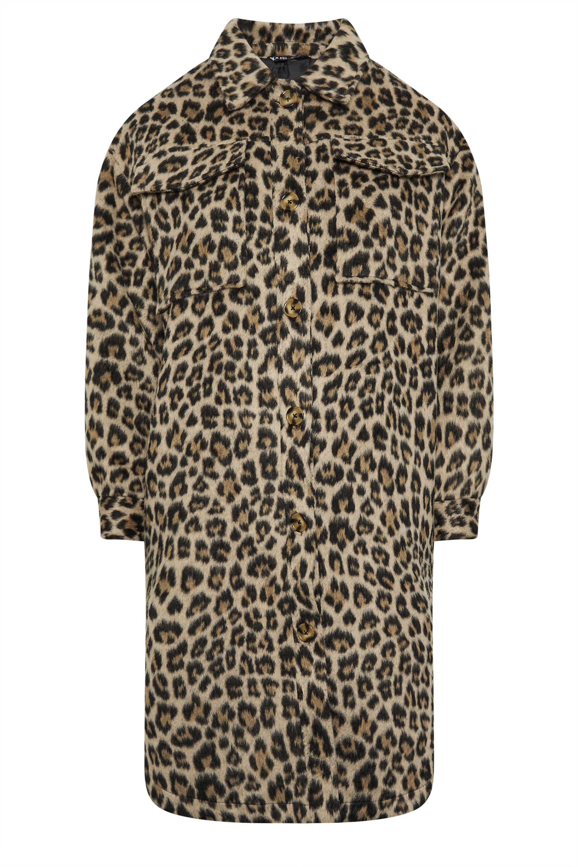 YOURS Plus Size Brown Leopard Print Longline Shacket | Yours Clothing 7