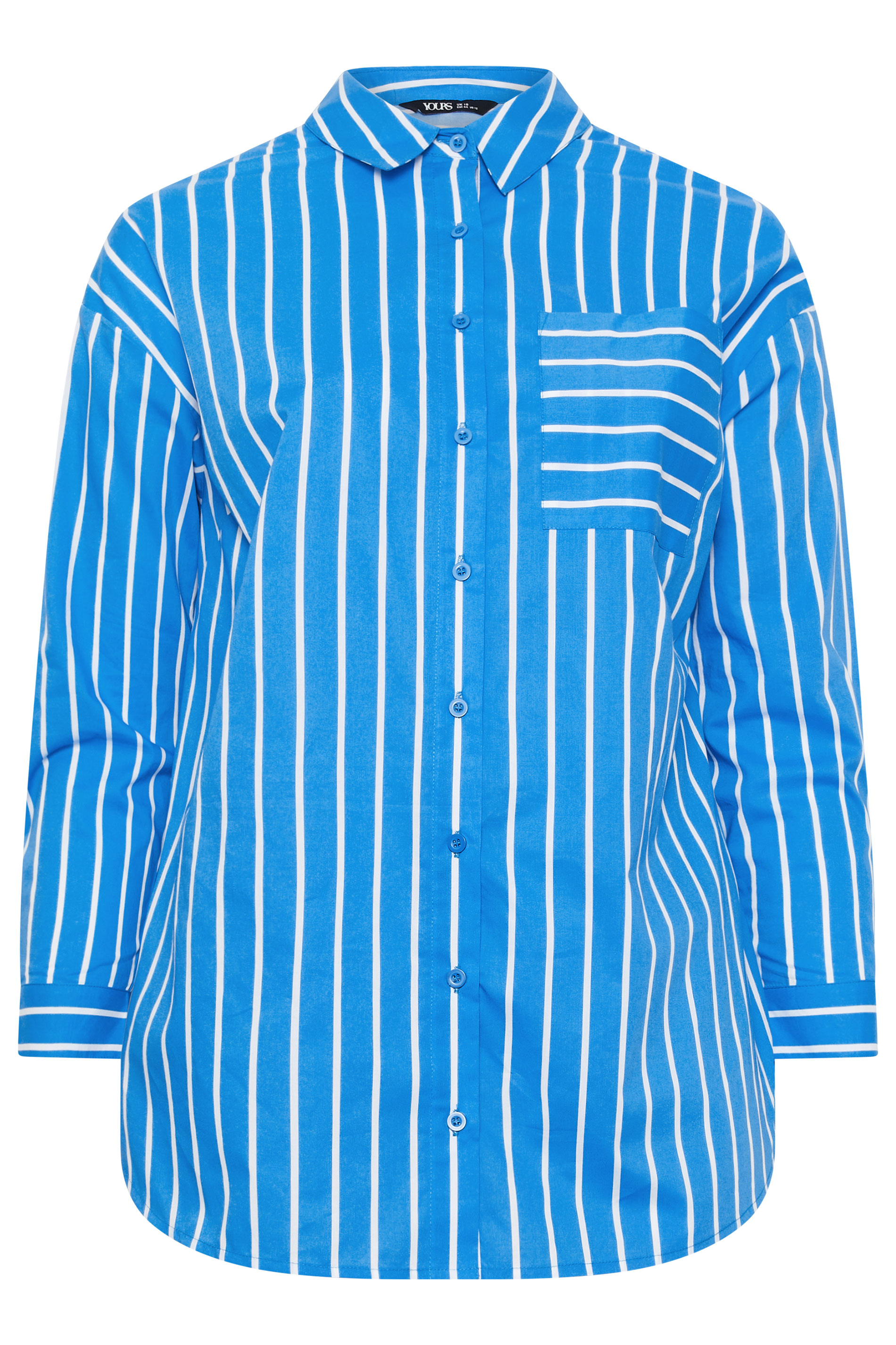 YOURS Plus Size Blue & White Striped Shirt | Yours Clothing 7