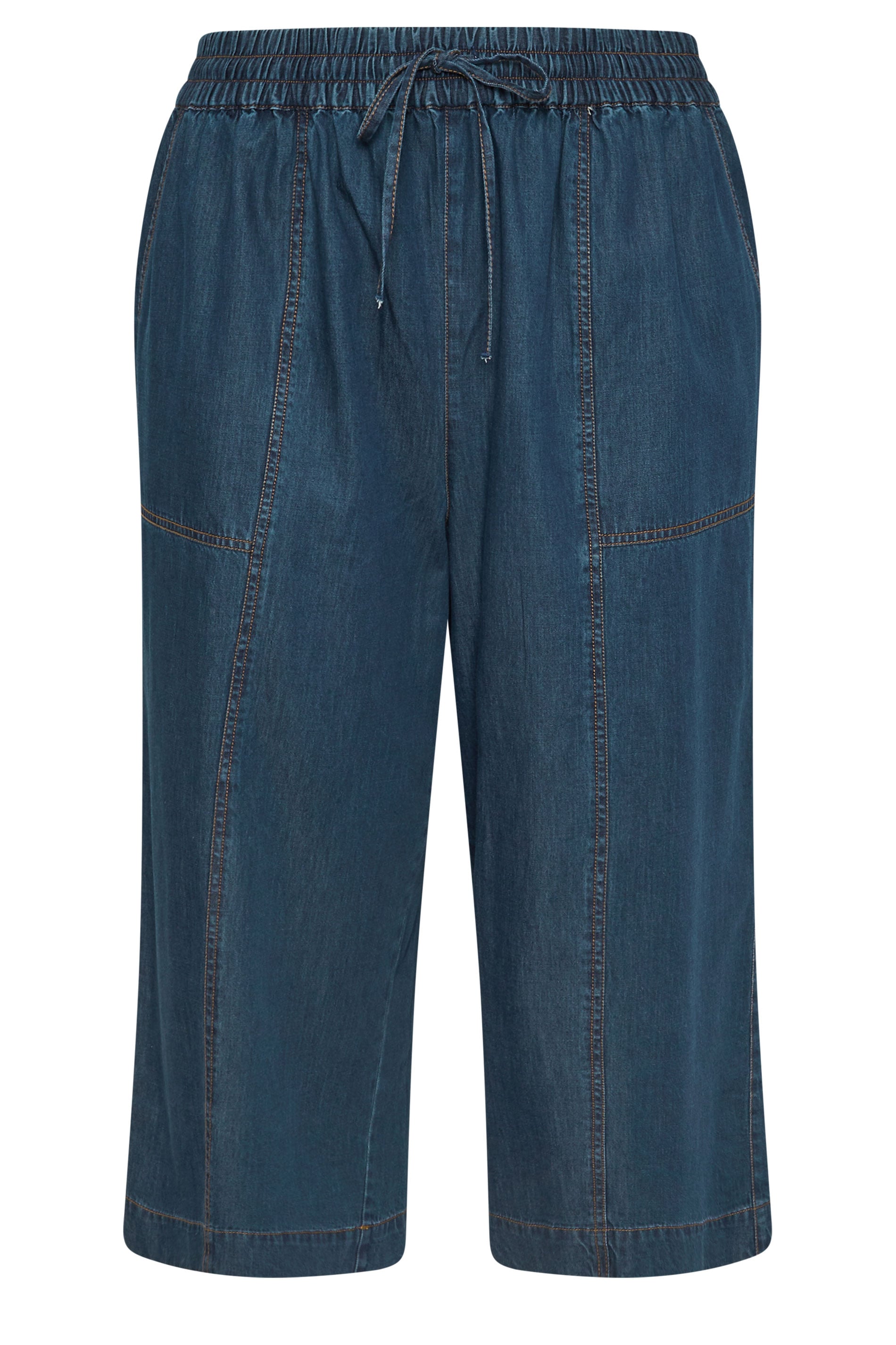 EVANS Plus Size Indigo Cotton Denim Crop Trouser | Evans 5