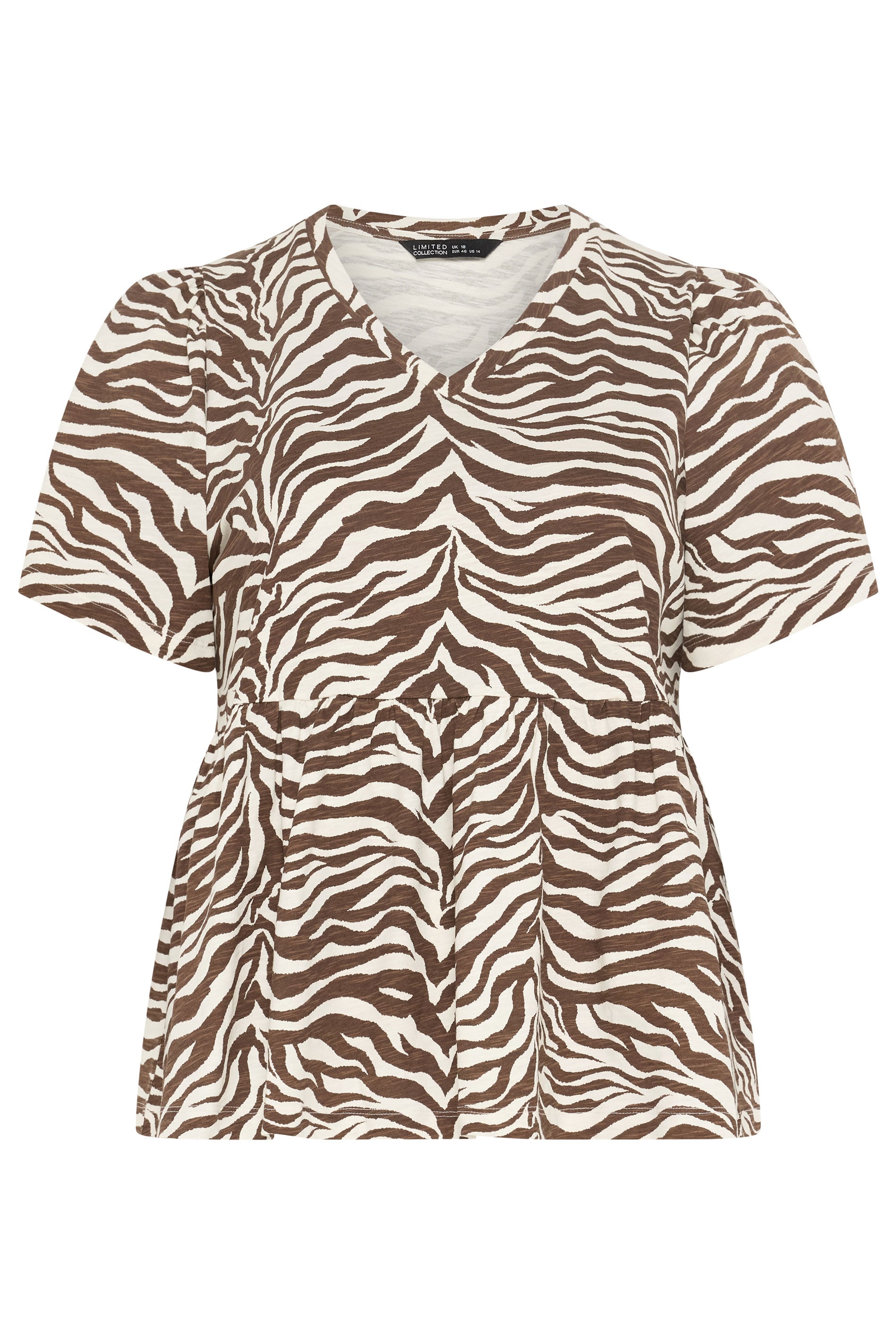 LIMITED COLLECTION Plus Size Brown Zebra Peplum Top | Yours Clothing 5
