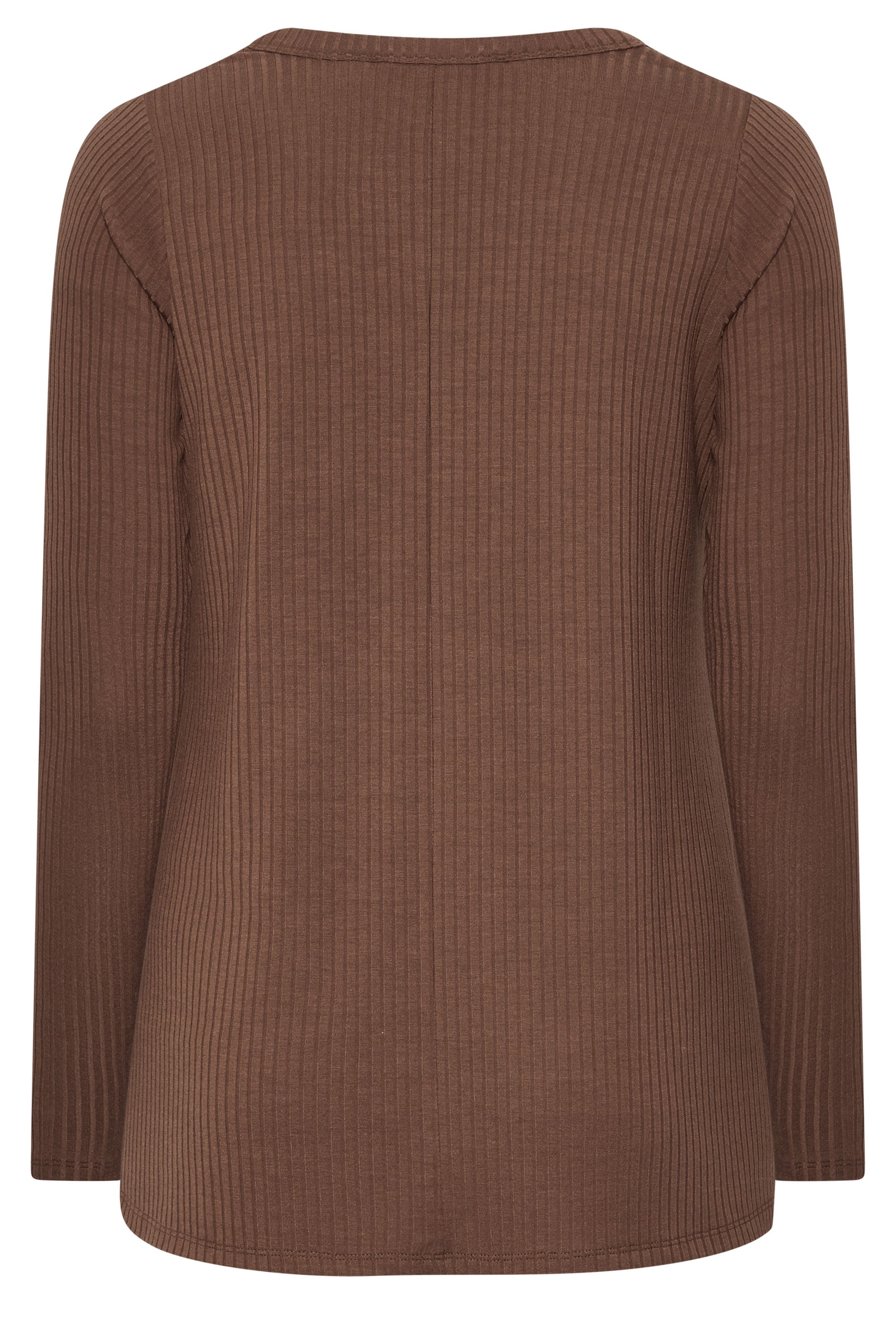 YOURS Plus Size Chocolate Brown Henley Swing Top | Yours Clothing 2