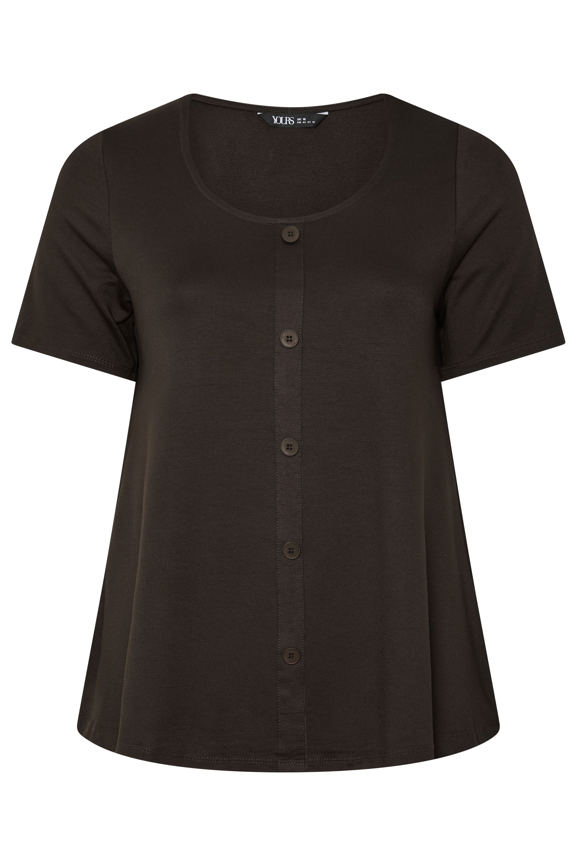 YOURS Plus Size Chocolate Brown Button Front Top | Yours Clothing 5