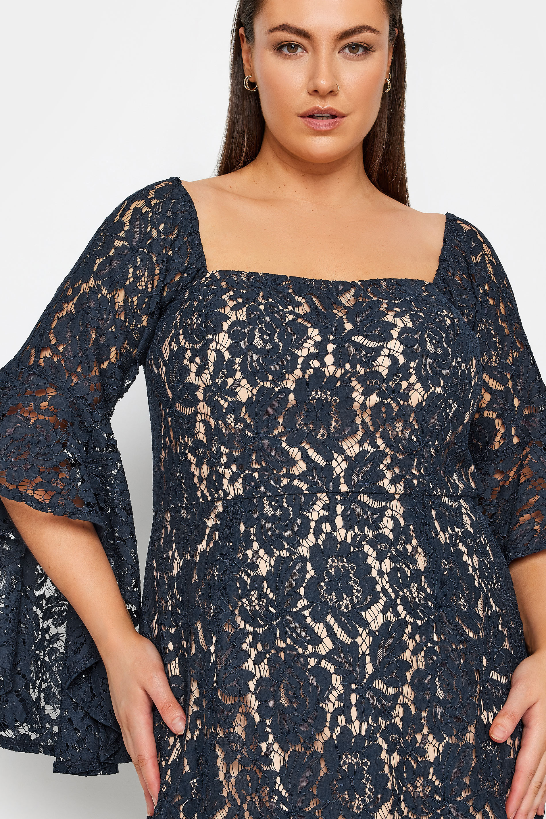 Endearing Love Navy Scallop Lace Dress