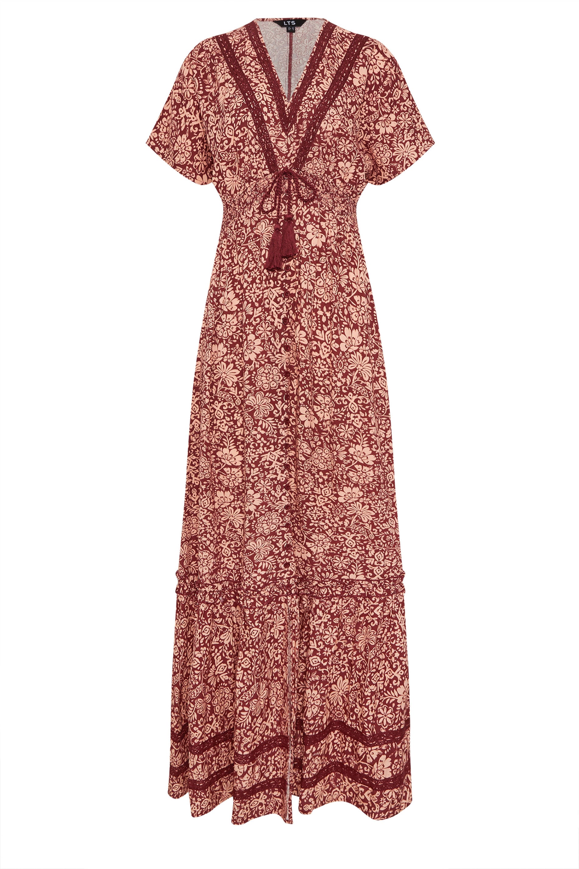 LTS Tall Women's Red & Pink Floral Textured Maxi Dress | Long Tall Sally 6