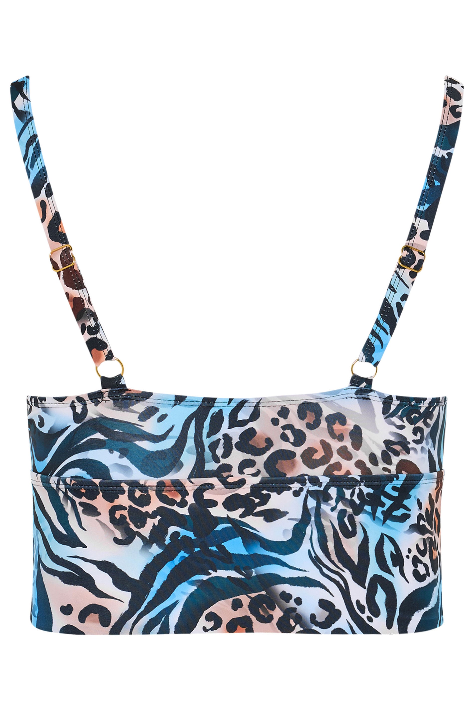 YOURS Plus Size Blue & Orange Animal Plunge Bikini Top | Yours Clothing 9