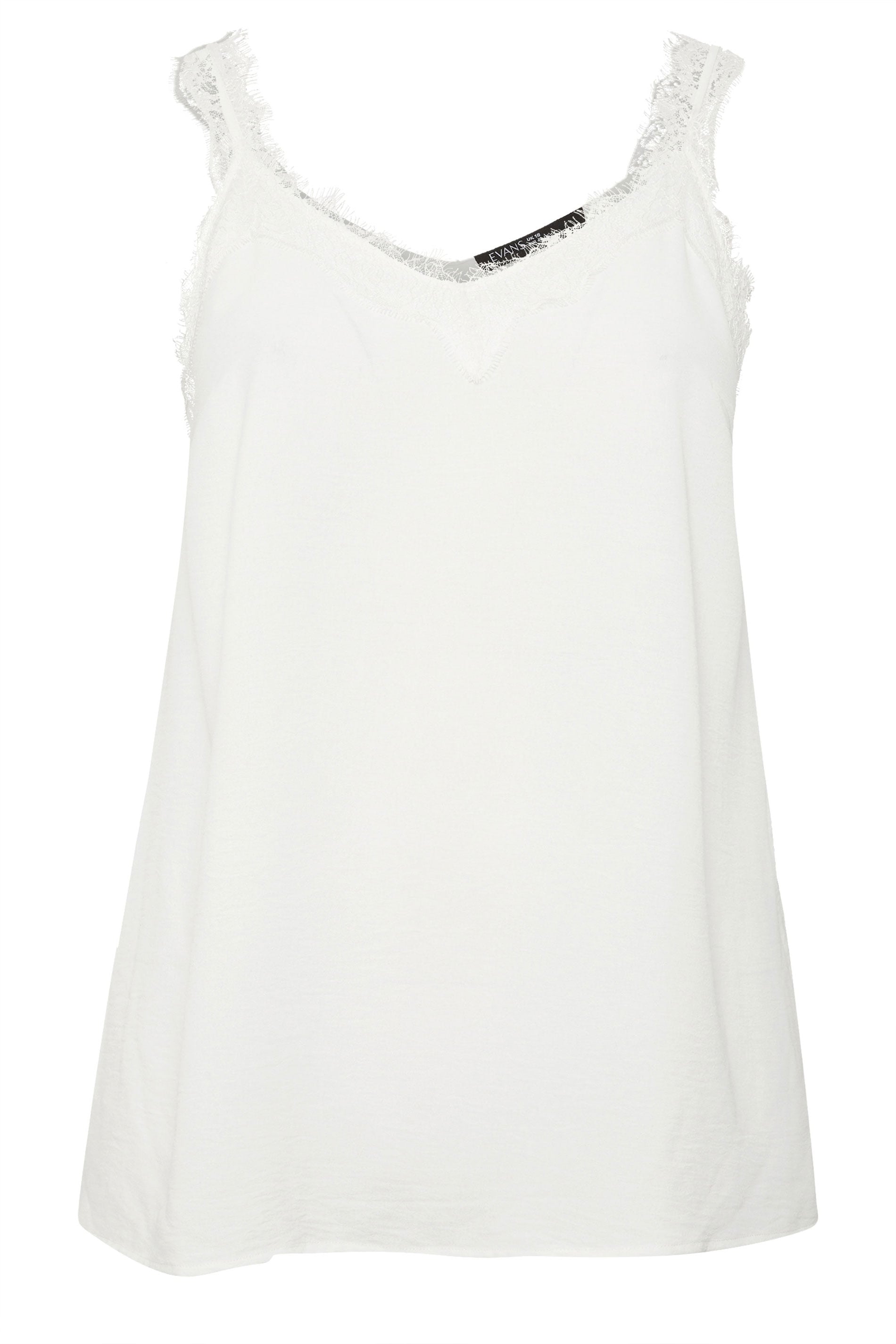 EVANS Plus Size Ivory White Lace Trim Cami Vest Top | Evans 5