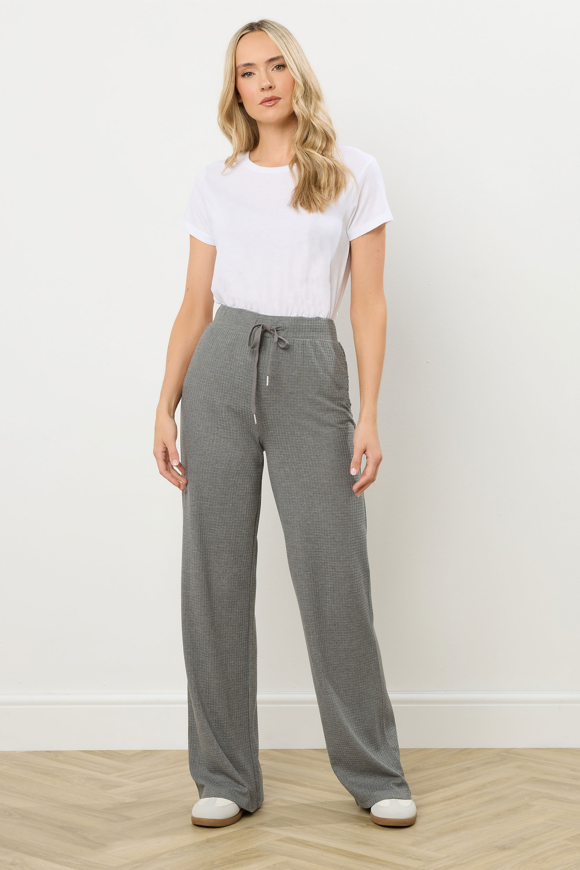 LTS Tall Charcoal Grey Waffle Lounge Trousers | Long Tall Sally 1