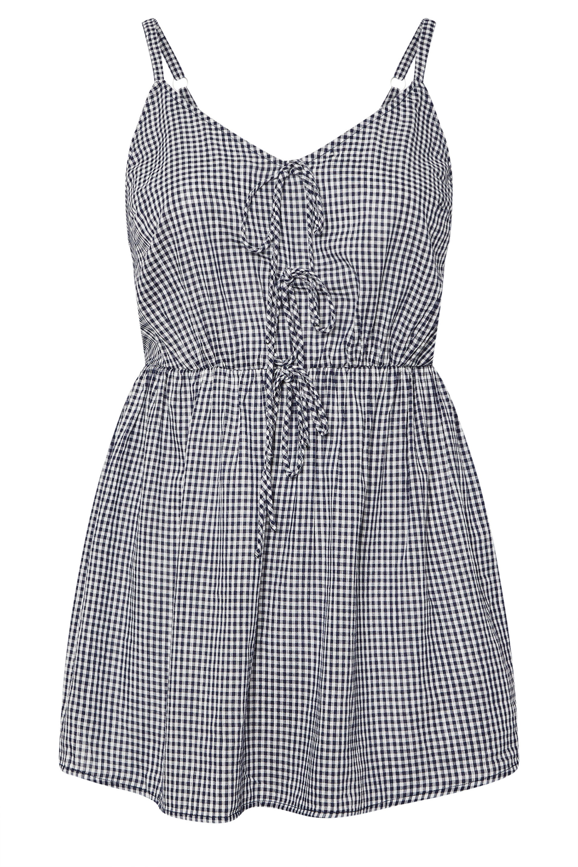 YOURS Plus Size Black & White Gingham Tie Front Cami Top | Yours Clothing 6