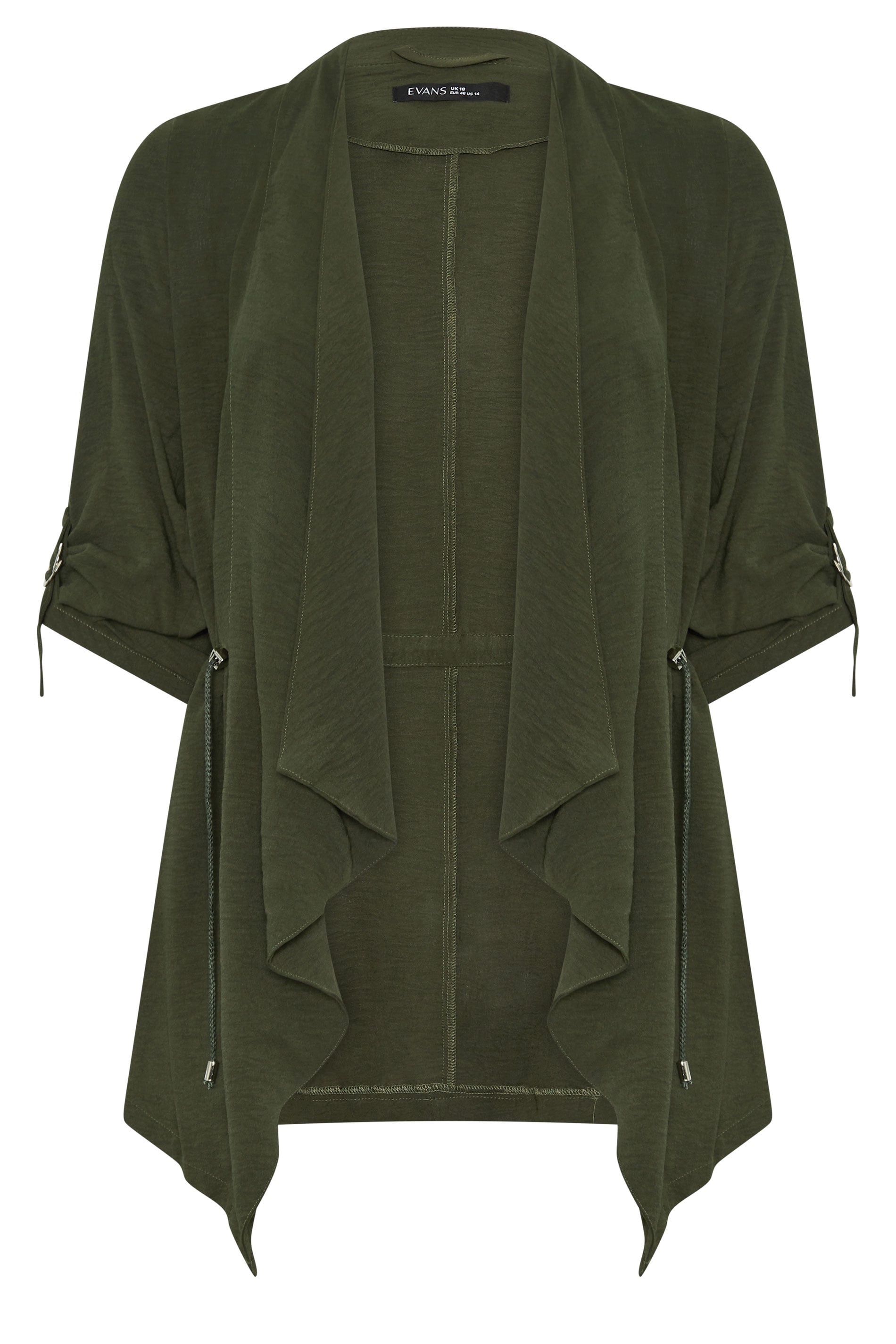 EVANS Plus Size Olive Green Lightweight Waterfall Jacket | Evans 5
