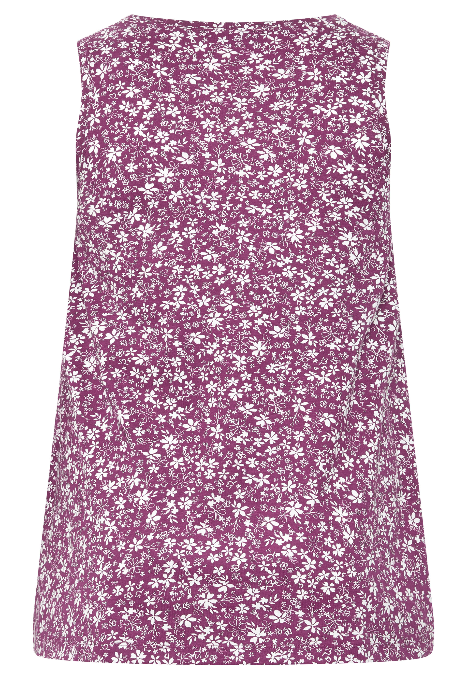 YOURS Plus Size Purple Floral Vest Top | Yours Clothing 2