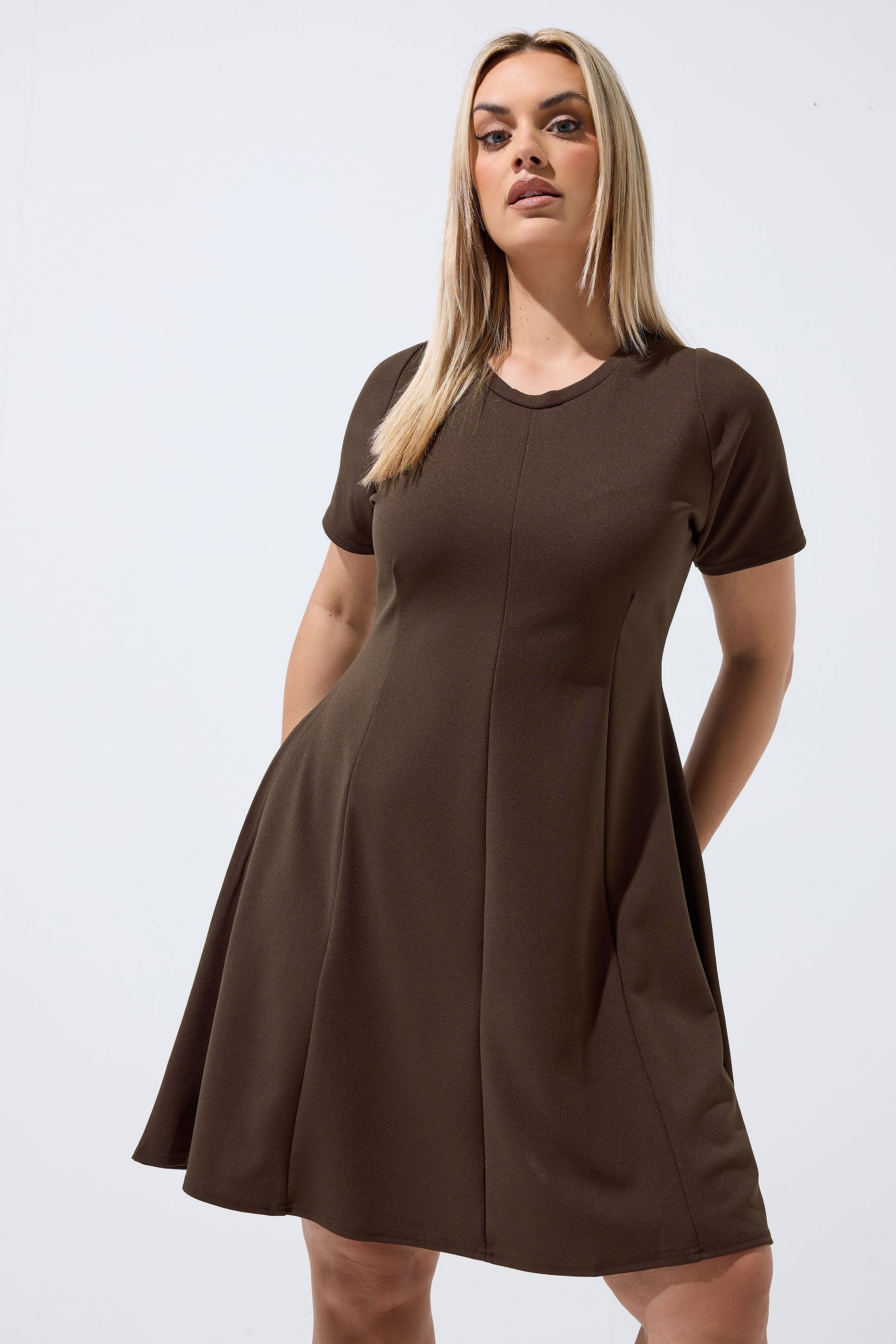 LIMITED COLLECTION Curve Chocolate Brown Skater Dress | Yours Clothing 3