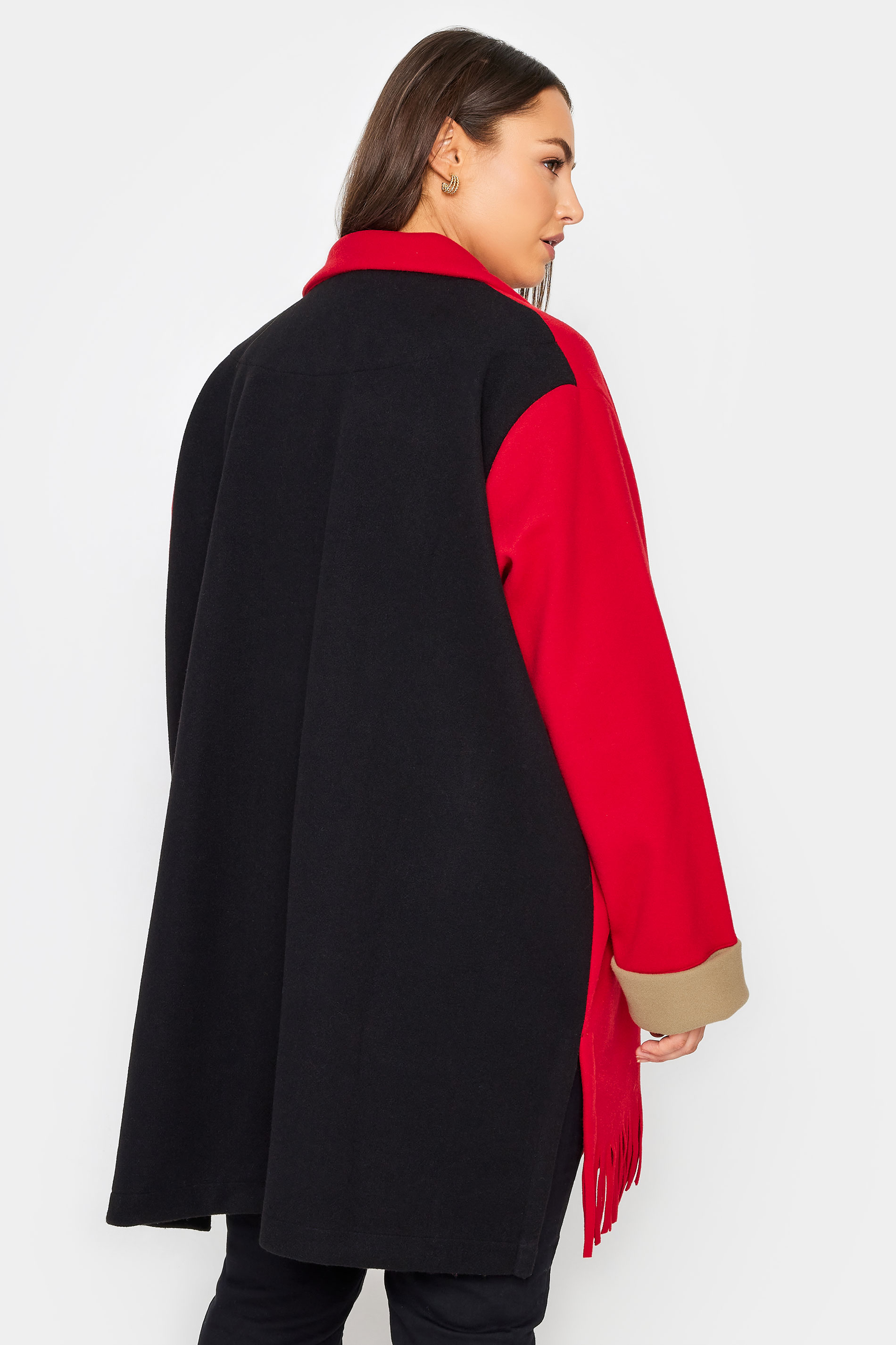 Manon Baptiste Red & Black Oversized Fringe Jacket 3