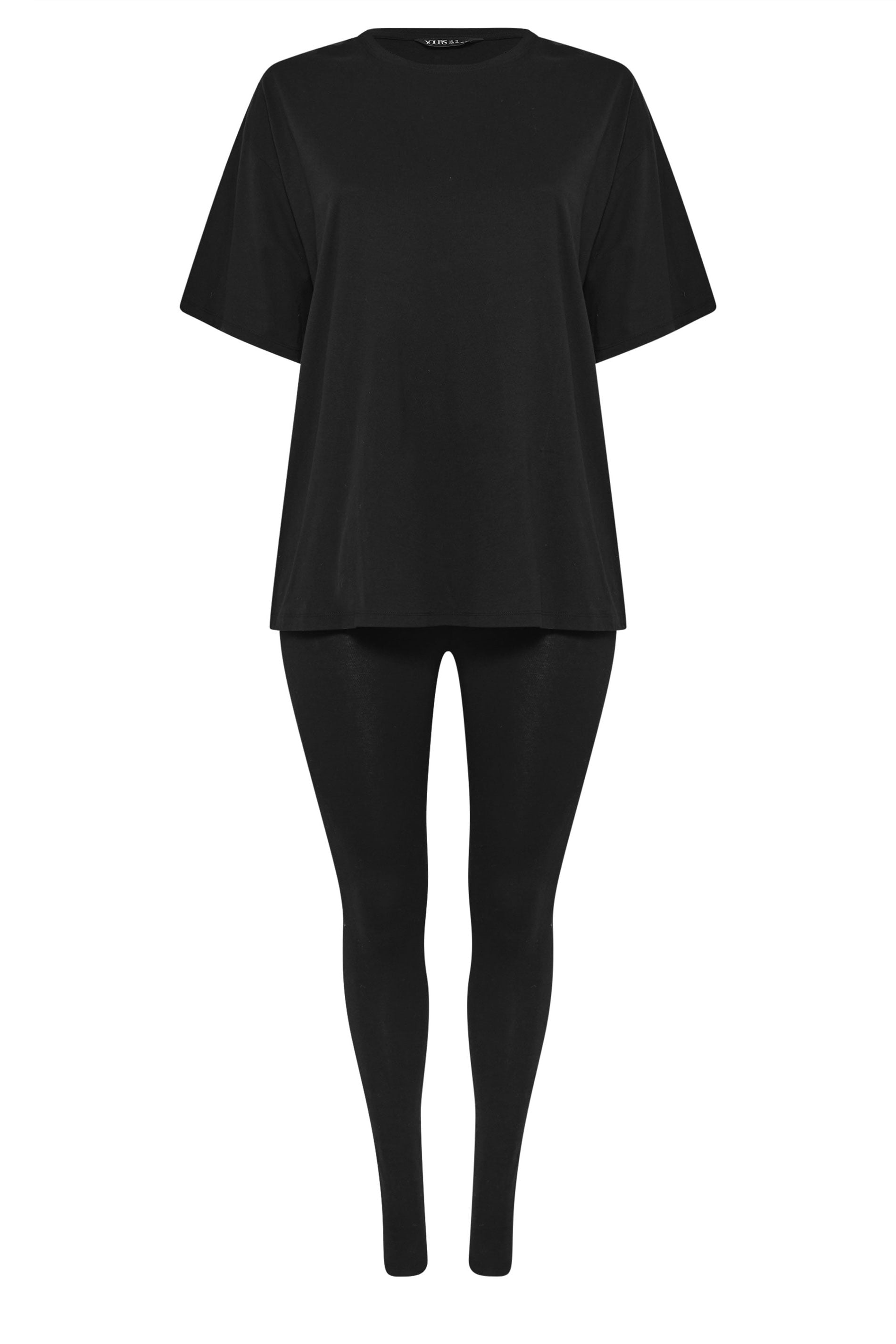 YOURS Plus Size Black T-Shirt & Legging Set | Yours Clothing 5
