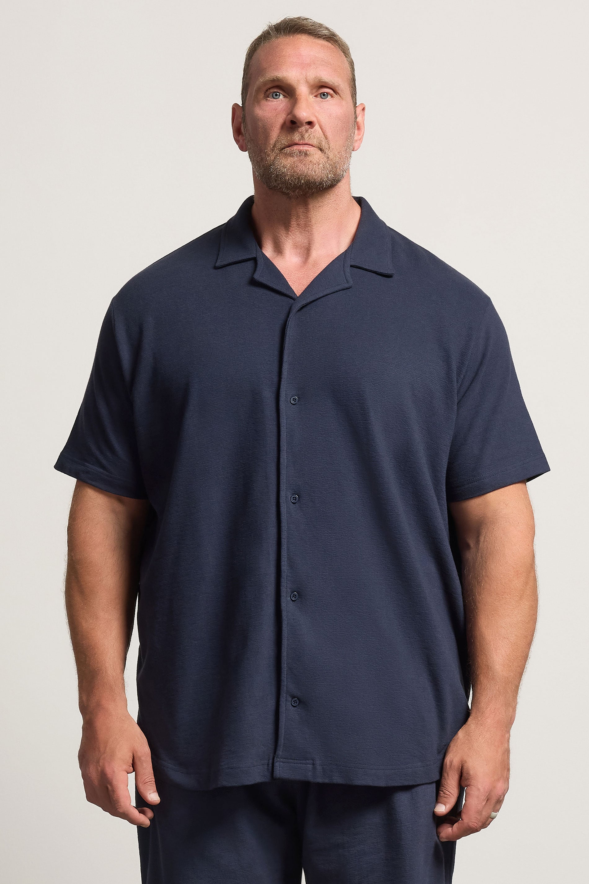 BadRhino Big & Tall Navy Blue Revere Slub Shirt | BadRhino 3