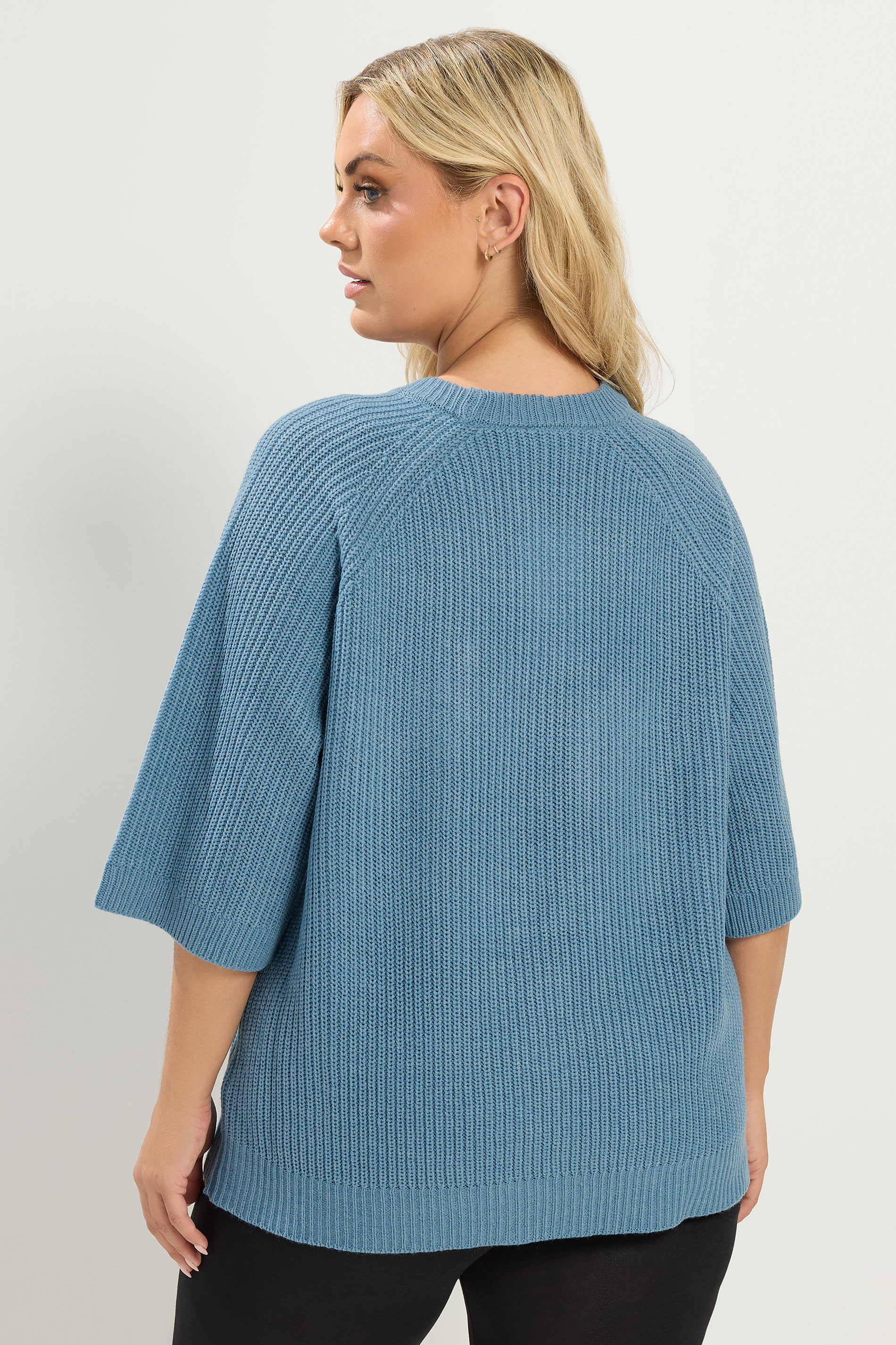 YOURS Plus Size Denim Blue Knitted Jumper | Yours Clothing 4