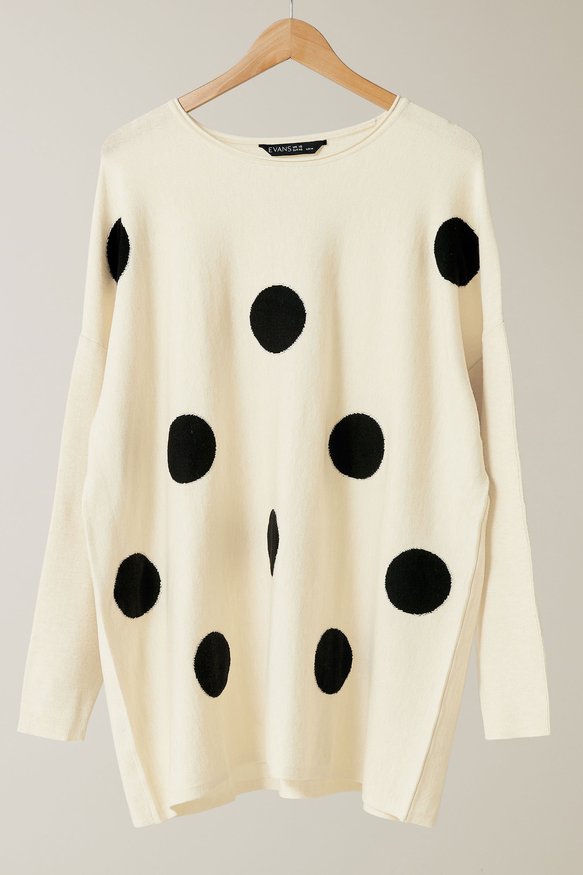 EVANS Plus Size Cream & Black Spot Knitted Jumper | Evans 6