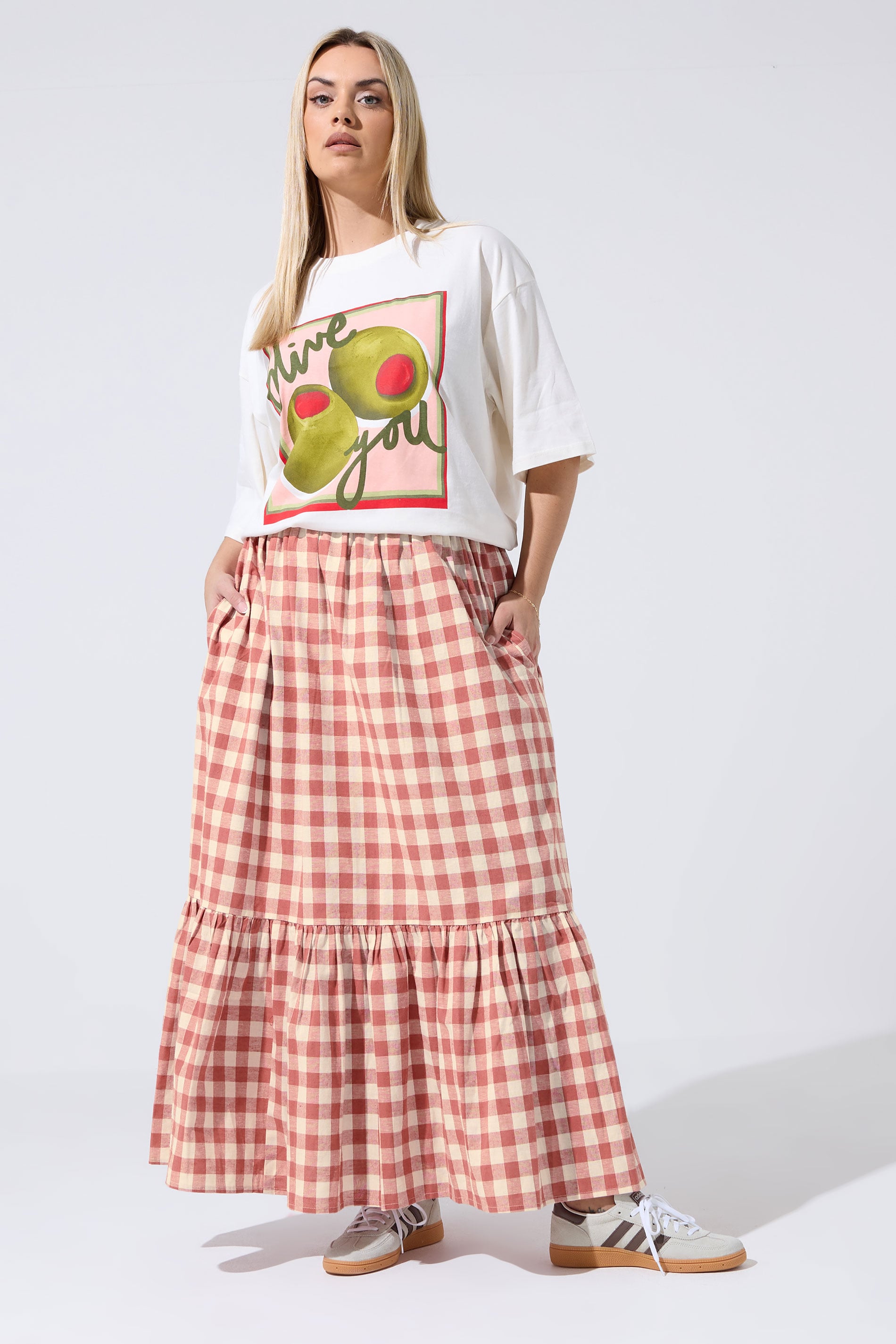 LIMITED COLLECTION Plus Size Red Gingham Maxi Skirt | Yours Clothing 3