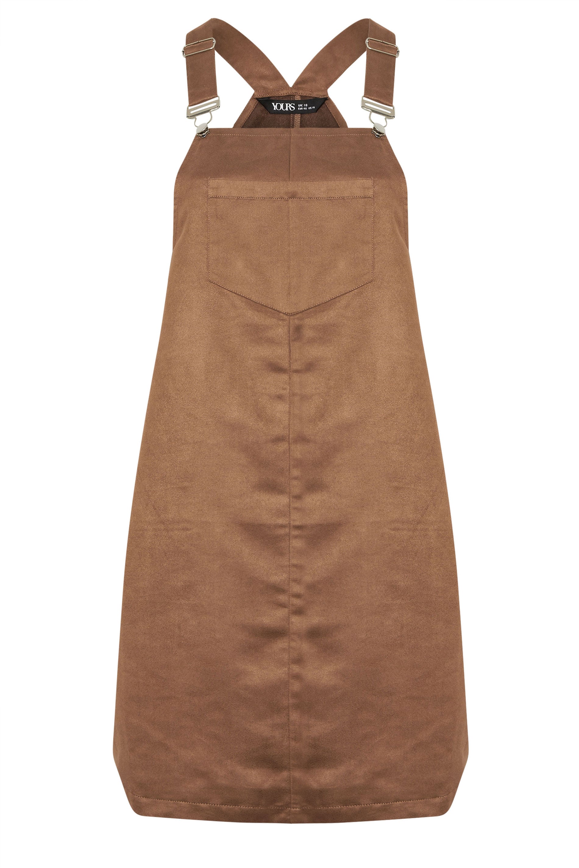 YOURS Plus Size Brown Faux Suede Pinafore Dress | Yours Clothing 6