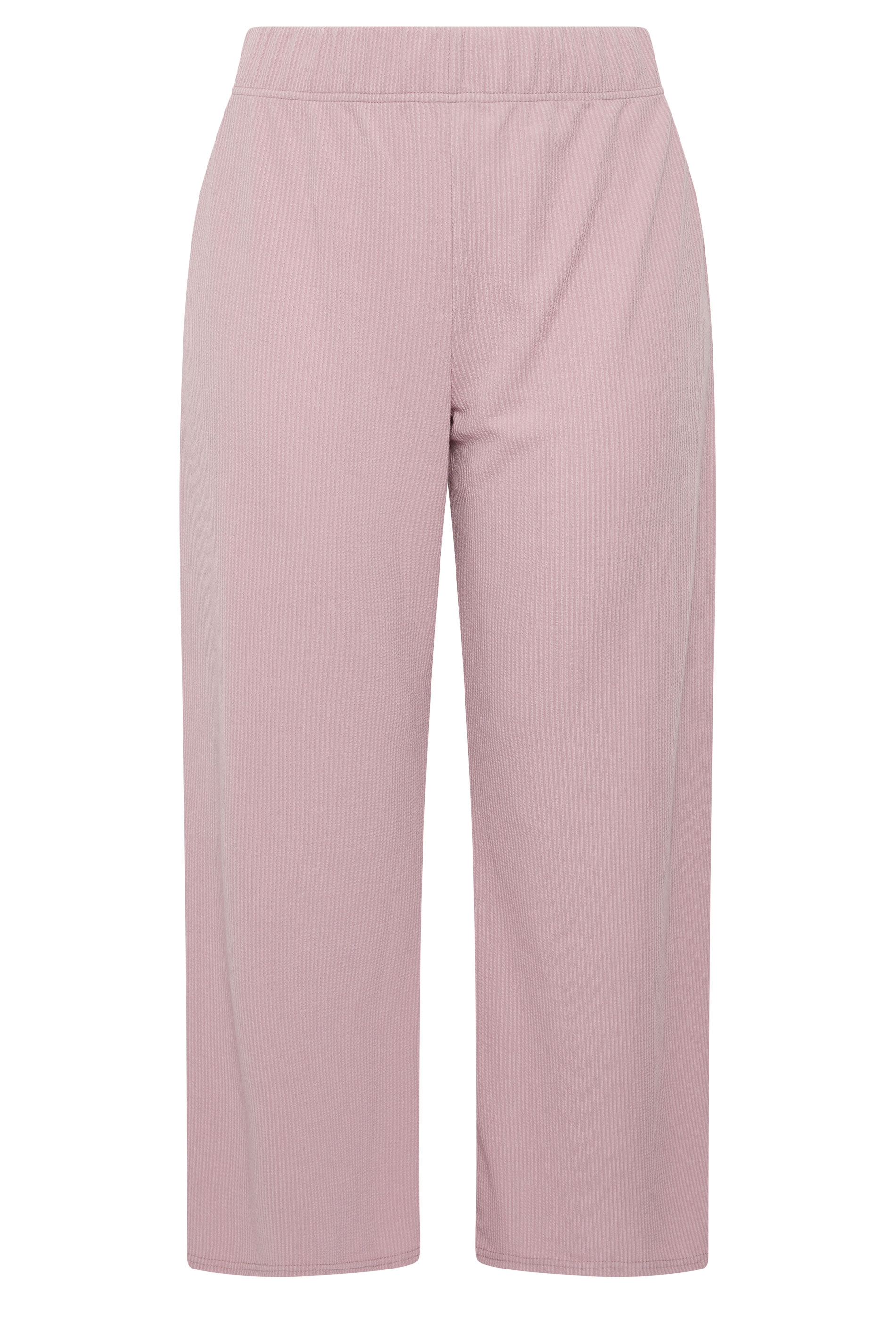 LIMITED COLLECTION Plus Size Pink Crinkle Wide Leg Trousers | Yours Clothing 5