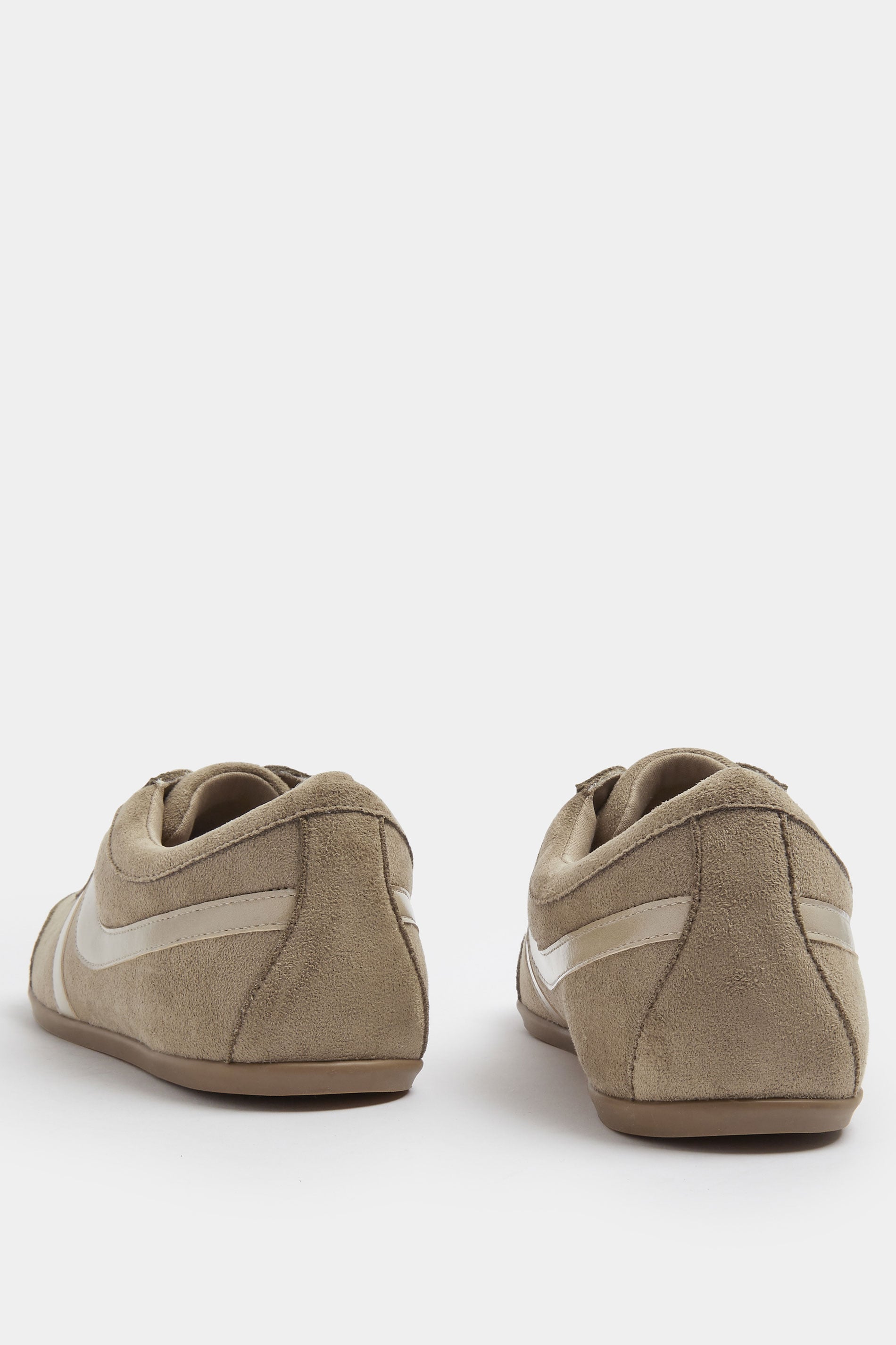 Taupe Brown Low Retro Stripe Trainers In Extra Wide EEE Fit | Yours Clothing 4