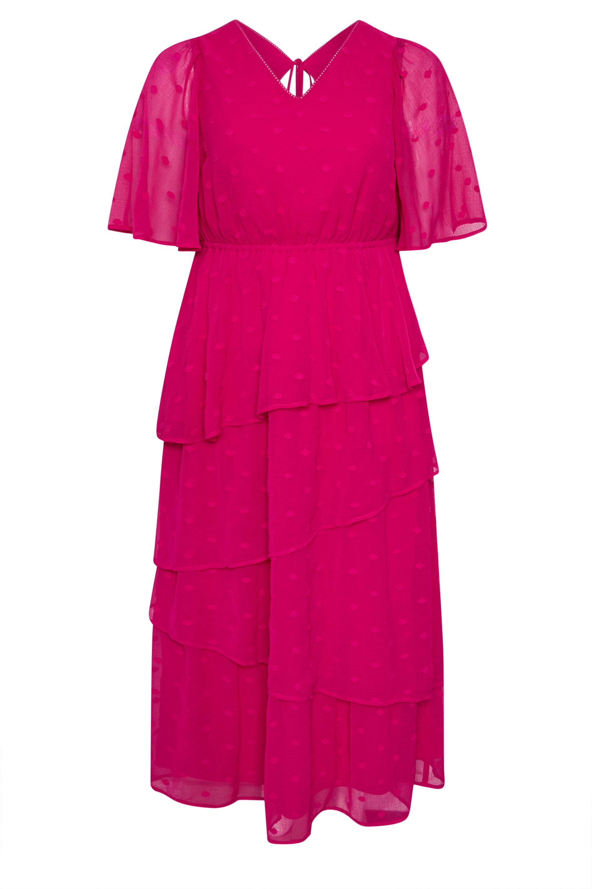 YOURS Plus Size Bright Pink Dobby Frill Maxi Dress | Yours Clothing 7